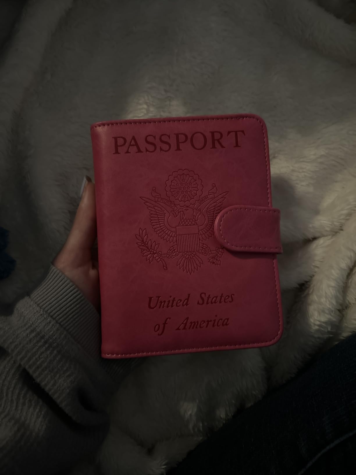 Passport Holder Cover Wallet RFID Blocking Leather Card Case Travel Accessories for Women Men (Pink) customer photo 2