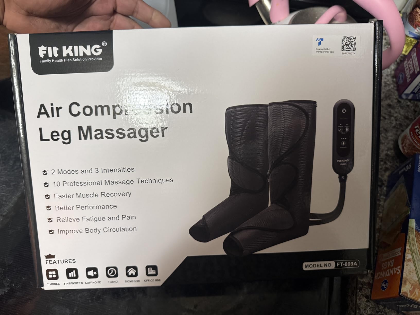 FIT KING Leg Massager for Circulation and Pain Relief, Air Compression Leg and Foot Massager to Relieve Pain Swelling Edema with 2 Size Extensions- Great Gift for Wife Mom and Dad customer photo 2