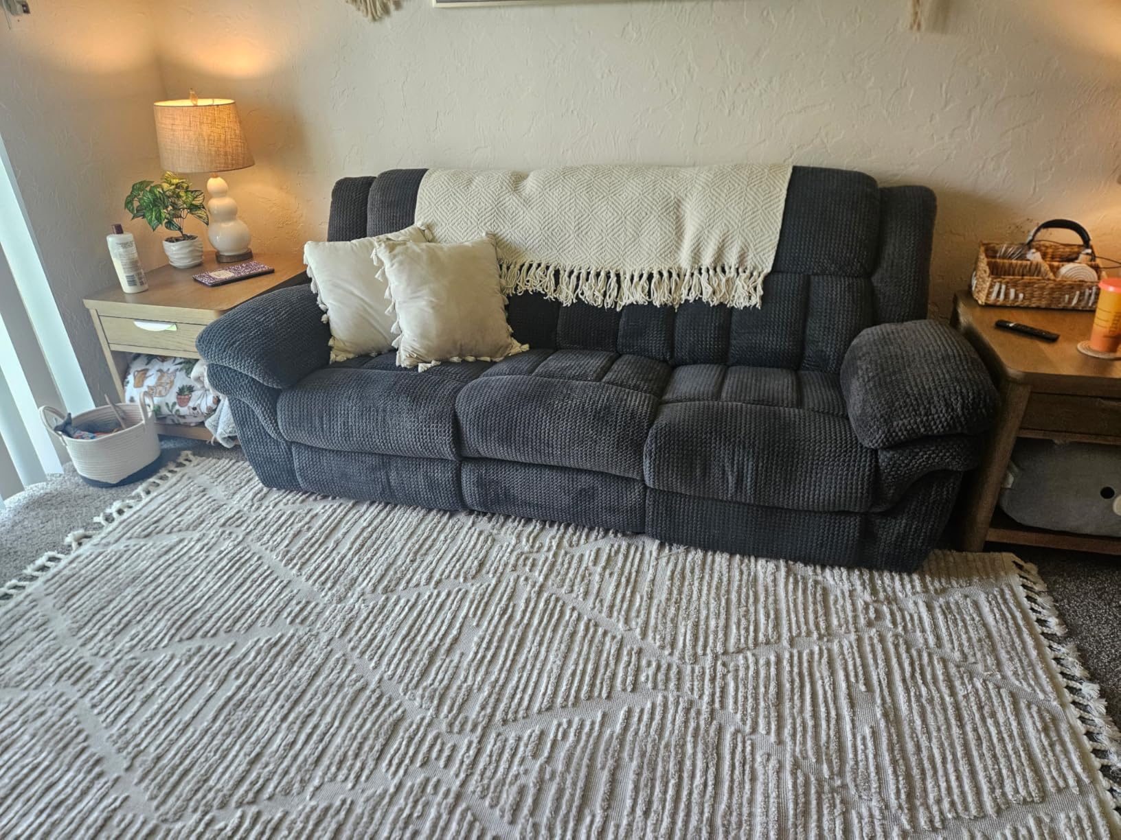 SAFAVIEH Area Rug 8x10 - Marrakesh Collection - Large - Beige, Moroccan Trellis Design with Tassel Detail, Non-Shedding & Easy to Clean customer photo 1