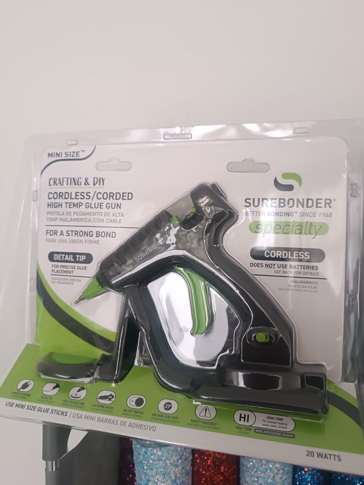Surebonder Cordless/Corded High-Temperature Mini Hot Glue Gun with Fine Tip for Detailed Crafting and DIY Projects, 20 Watts (CL-195F) customer photo 1