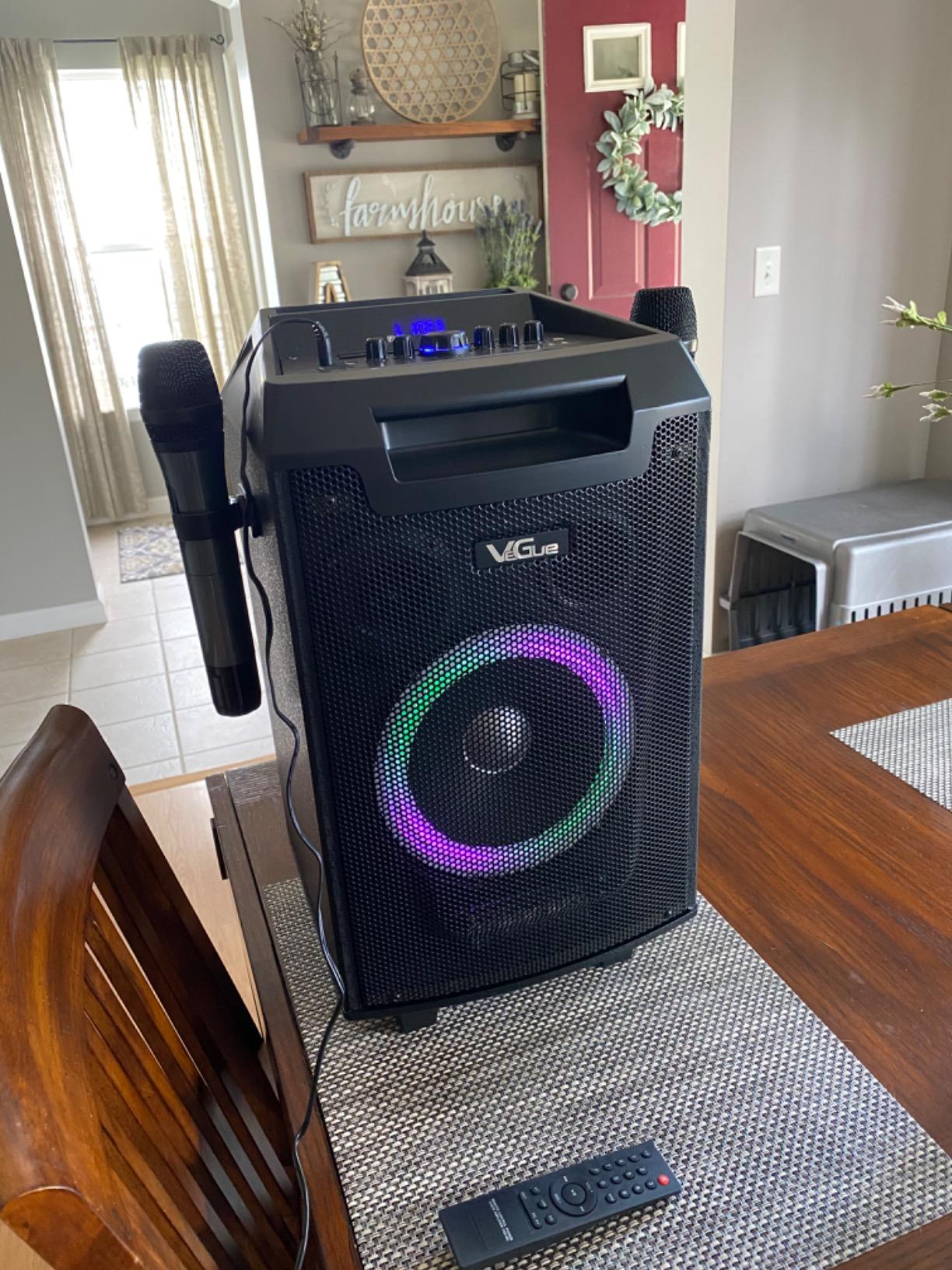 VeGue Karaoke Machine, Bluetooth Speaker PA System for Adults & Kids with 2 Wireless Microphones, 8'' Subwoofer, Wireless Singing Machine for Christmas Party, Wedding, Gathering (VS-0866) customer photo 2