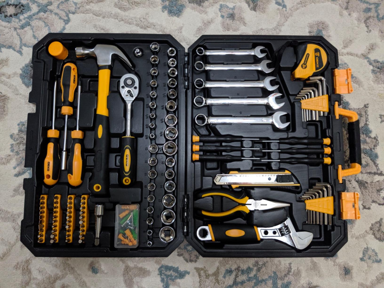 DEKOPRO 158 Piece Tool Set-General Household Hand Tool Kit, Auto Repair Tool Set, with Plastic Toolbox Storage Case customer photo 2