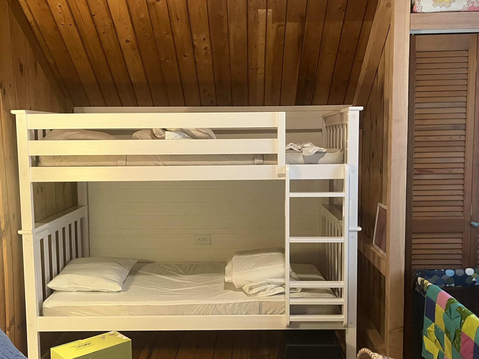 Max & Lily Bunk Bed Twin Over Full Size with Ladder, Solid Wood Platform Bed Frame for Kids, 14-inch Safety Guardrails, Easy Assembly, No Box Spring Needed, Blue customer photo 2