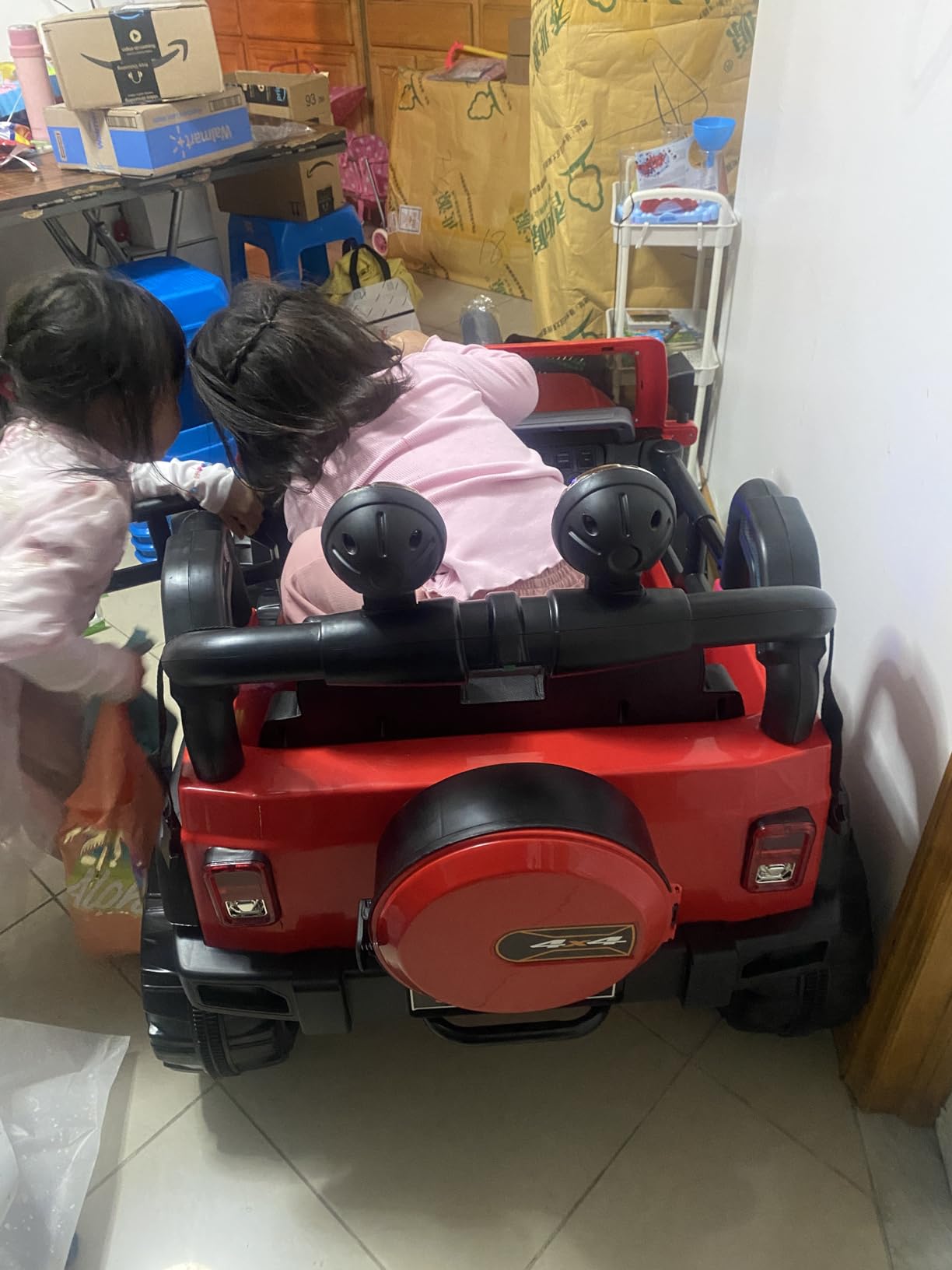 Fitnessclub Electric Cars for Kids, 12V Powered Kids Ride On Car with 2.4 GHZ Bluetooth Remote Control, LED Lights, MP3 Player, 3 Speeds, Waterproof Cover (Black) customer photo 2