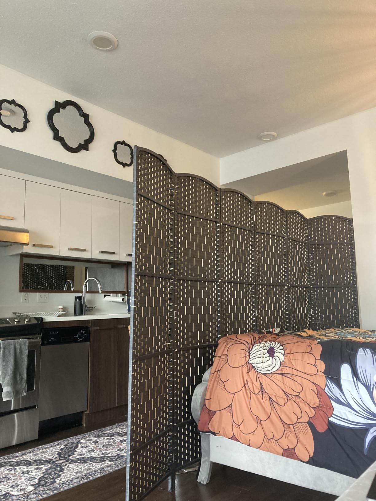 6 Panel Room Divider, 6Ft Folding Privacy Screen, Tall - Extra Wide Foldable Panel Partition Wall Divider with Diamond Double-Weaved Hand-Woven Design Room Screen Divider customer photo 2