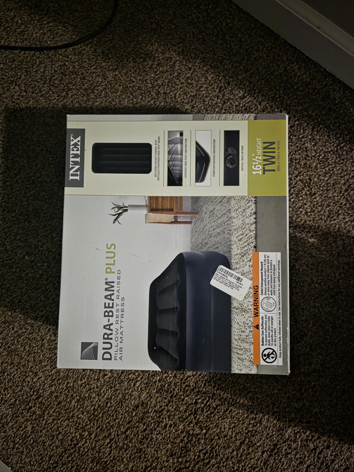 Intex Air Mattress, 64123ED Dura-Beam Plus Pillow Rest Fiber-Tech - Queen Size - Built-in Electric Pump - 16.5in Bed Height - 600lb Weight Capacity customer photo 2