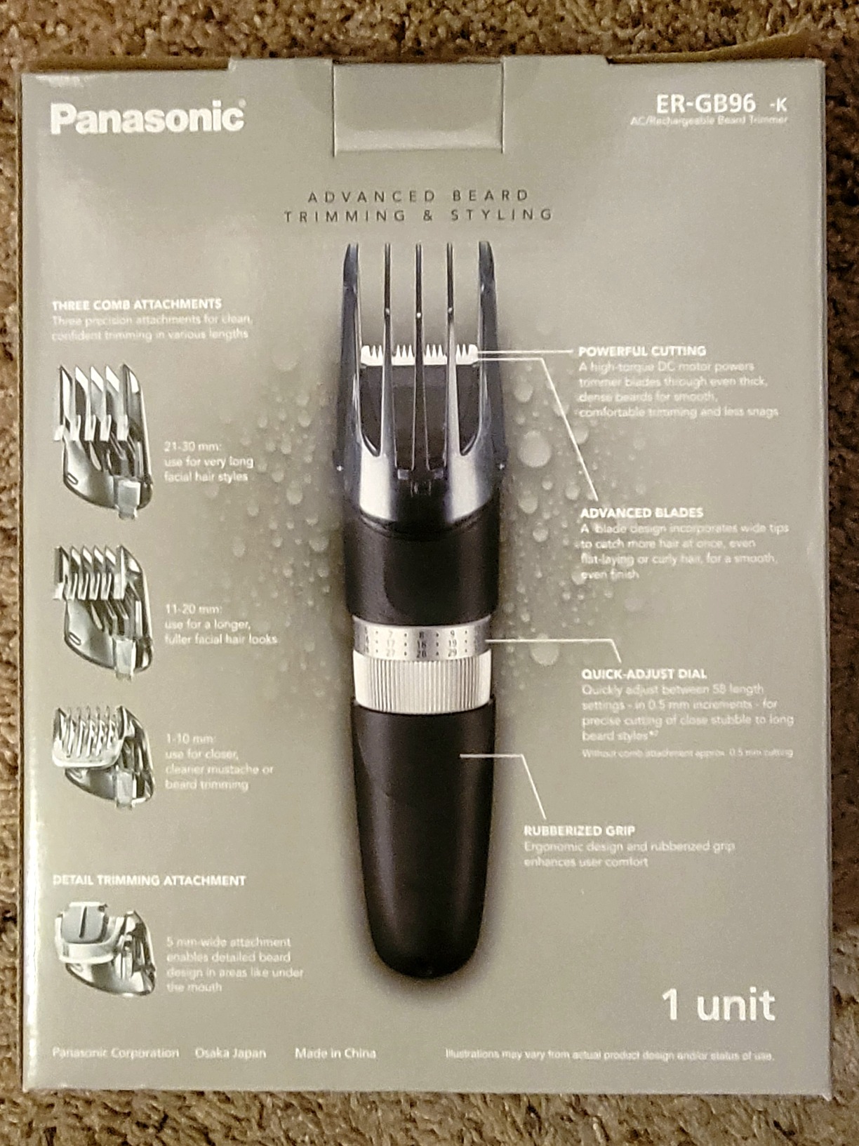 Panasonic Long Beard Trimmer for Men, 58 Length Settings and 4 Attachments, Corded or Cordless Beard Trimmer - ER-GB96-K customer photo 2
