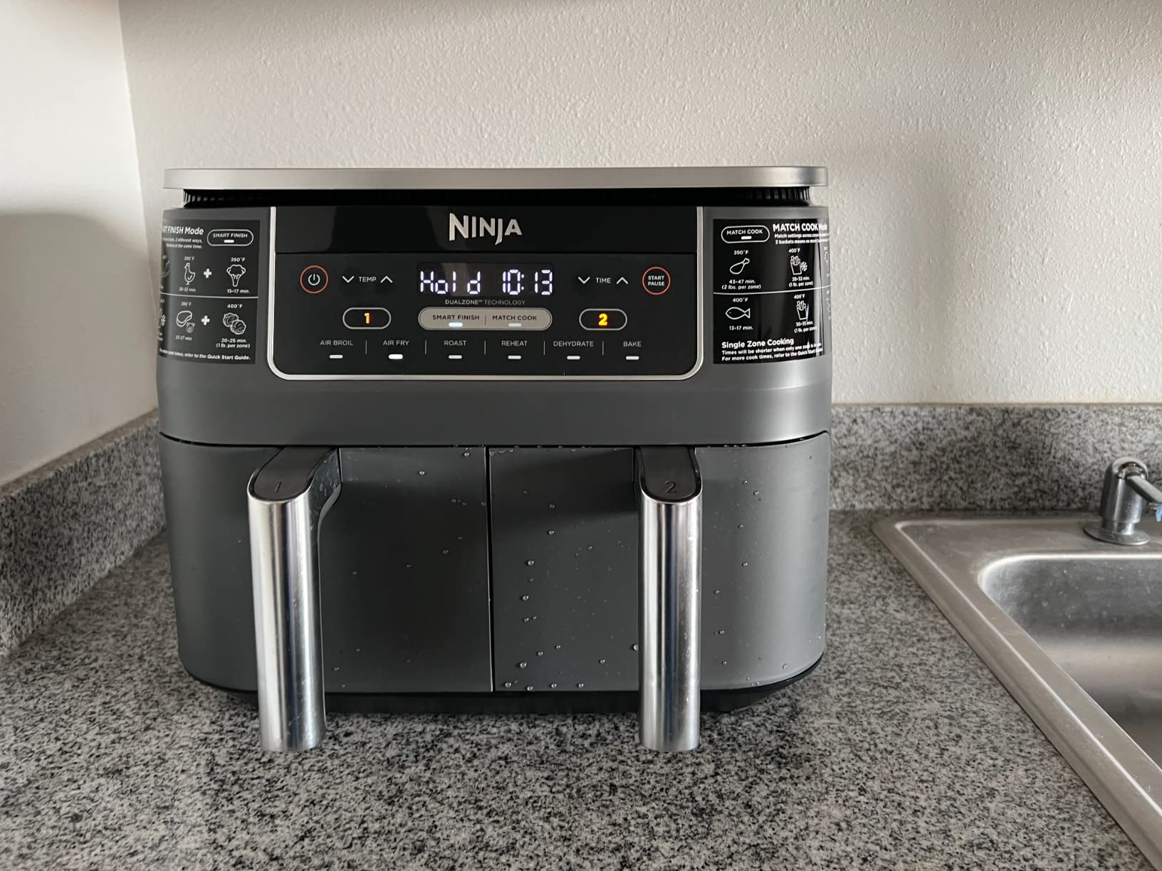 Ninja DZ201 Foodi 8 Quart 6-in-1 DualZone 2-Basket Air Fryer with 2 Independent Frying Baskets, Match Cook & Smart Finish to Roast, Broil, Dehydrate & More for Quick, Easy Meals, Grey customer photo 2