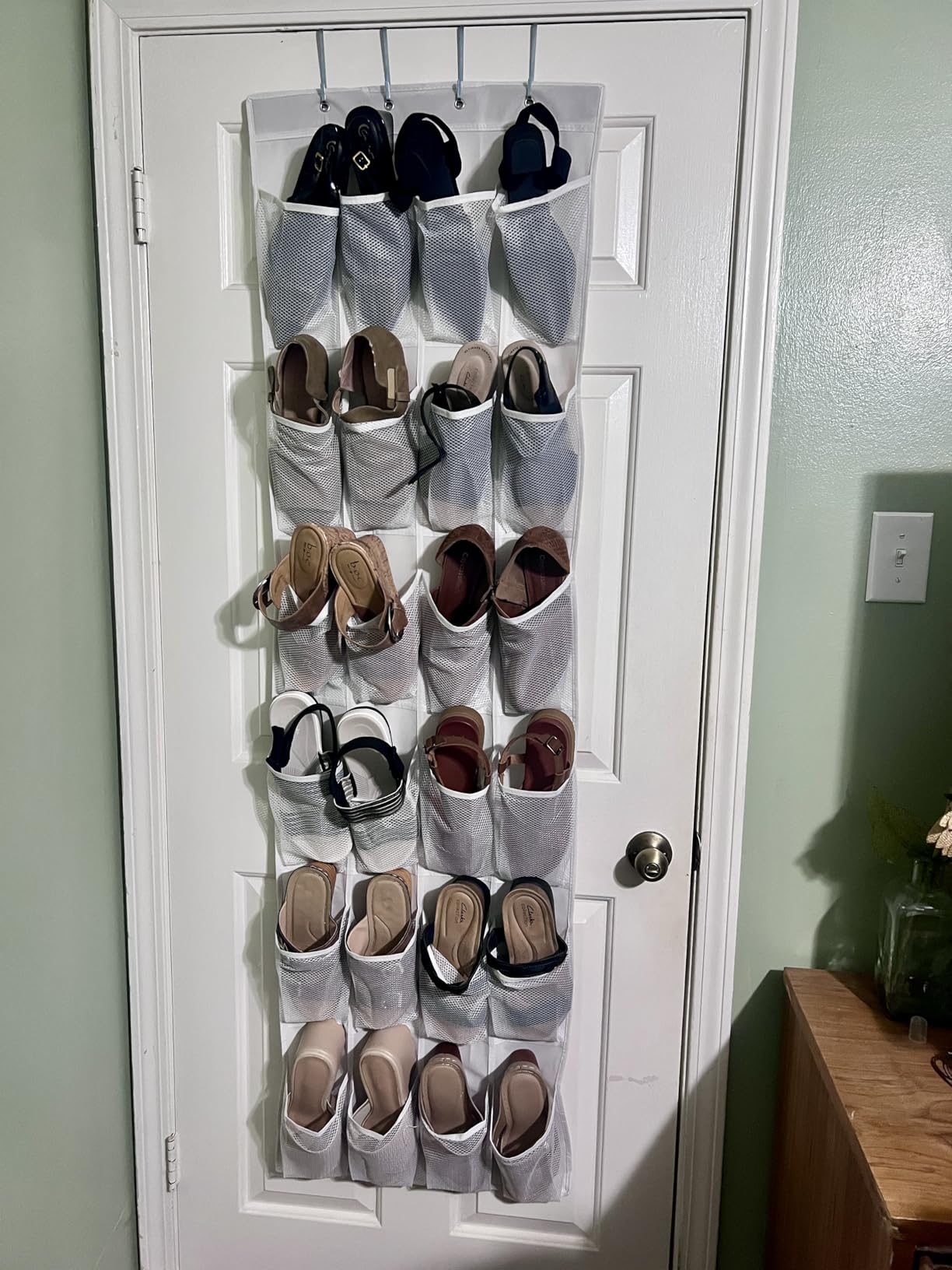 GORILLA GRIP Over the Door Shoe Organizer, 24 Large Breathable Mesh Pockets, Space Saving Hanging Storage Holder, Closet Rack Hanger Holds Up to 40 lbs, Hangs on Closets for Shoes, Accessories, Black customer photo 1