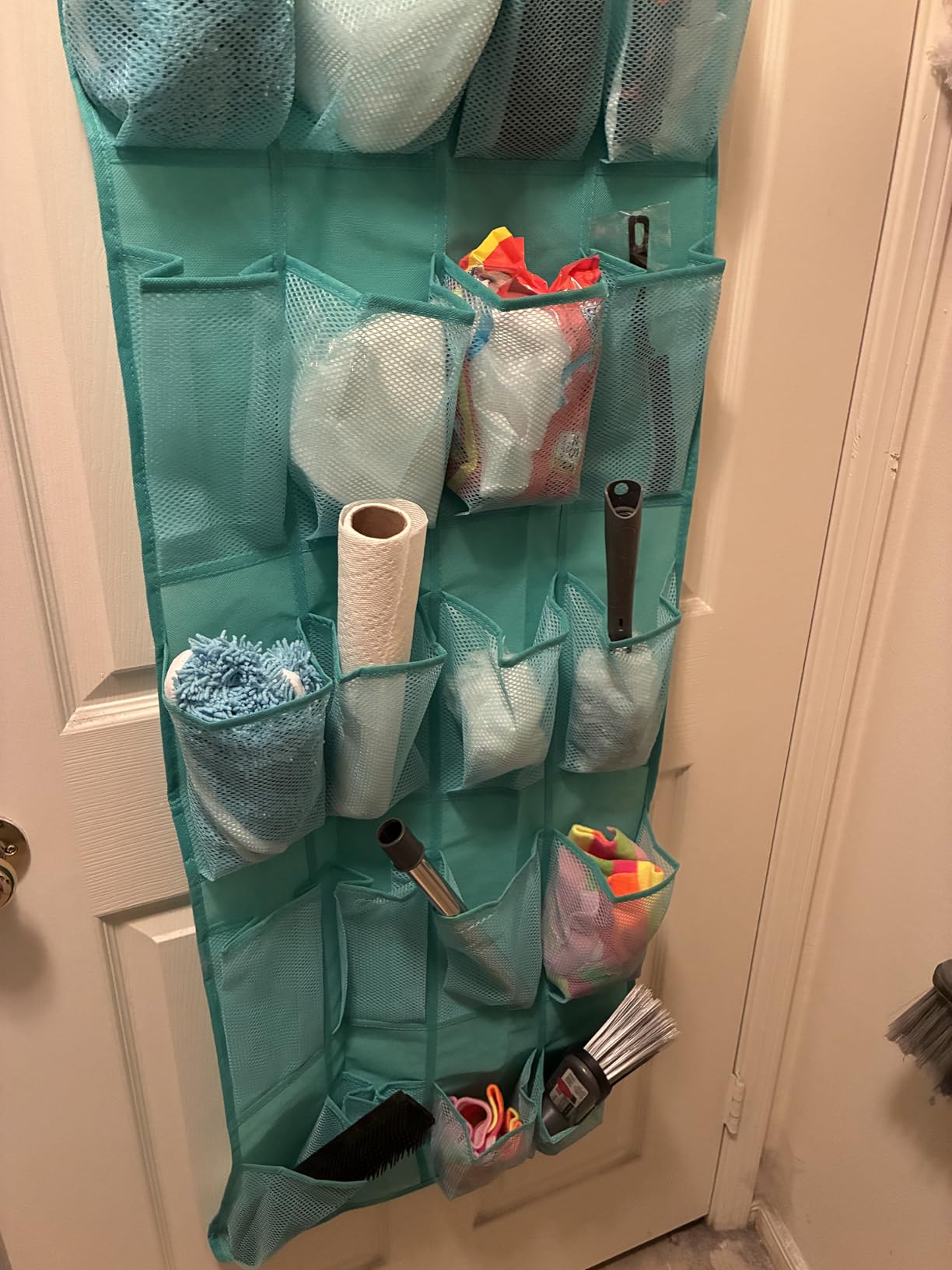 GORILLA GRIP Over the Door Shoe Organizer, 24 Large Breathable Mesh Pockets, Space Saving Hanging Storage Holder, Closet Rack Hanger Holds Up to 40 lbs, Hangs on Closets for Shoes, Accessories, Black customer photo 2