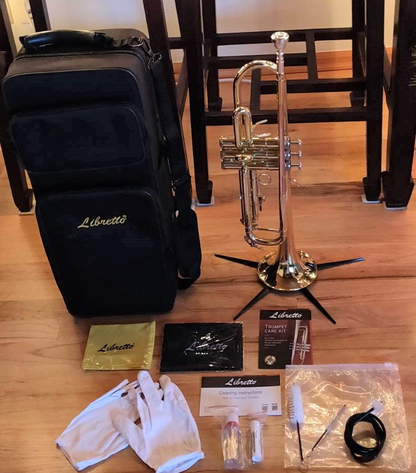 Gold Lacquer Bb Trumpet Set, Rose Brass Leadpipe, Standard for Beginner & Intermediate Students, Stainless Valve, 7C Mouthpiece, Durable Case, Portable Stand & Maintenance Kit w/Instructions customer photo 2