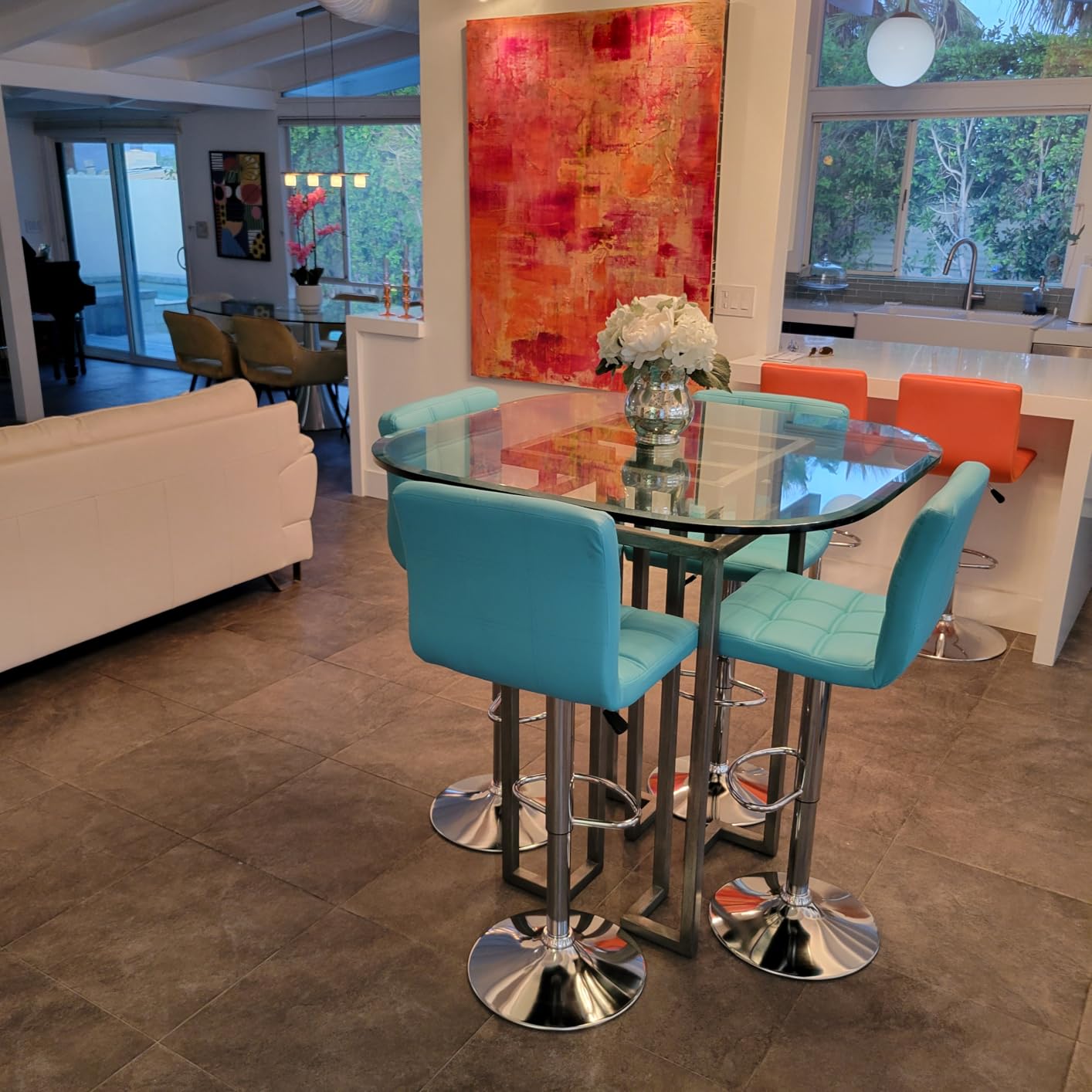 ZENY Set of 4 Adjustable Swivel Barstools, Modern PU Leather Kitchen Counter Bar Stools, Square Back Bar Stool customer photo 2