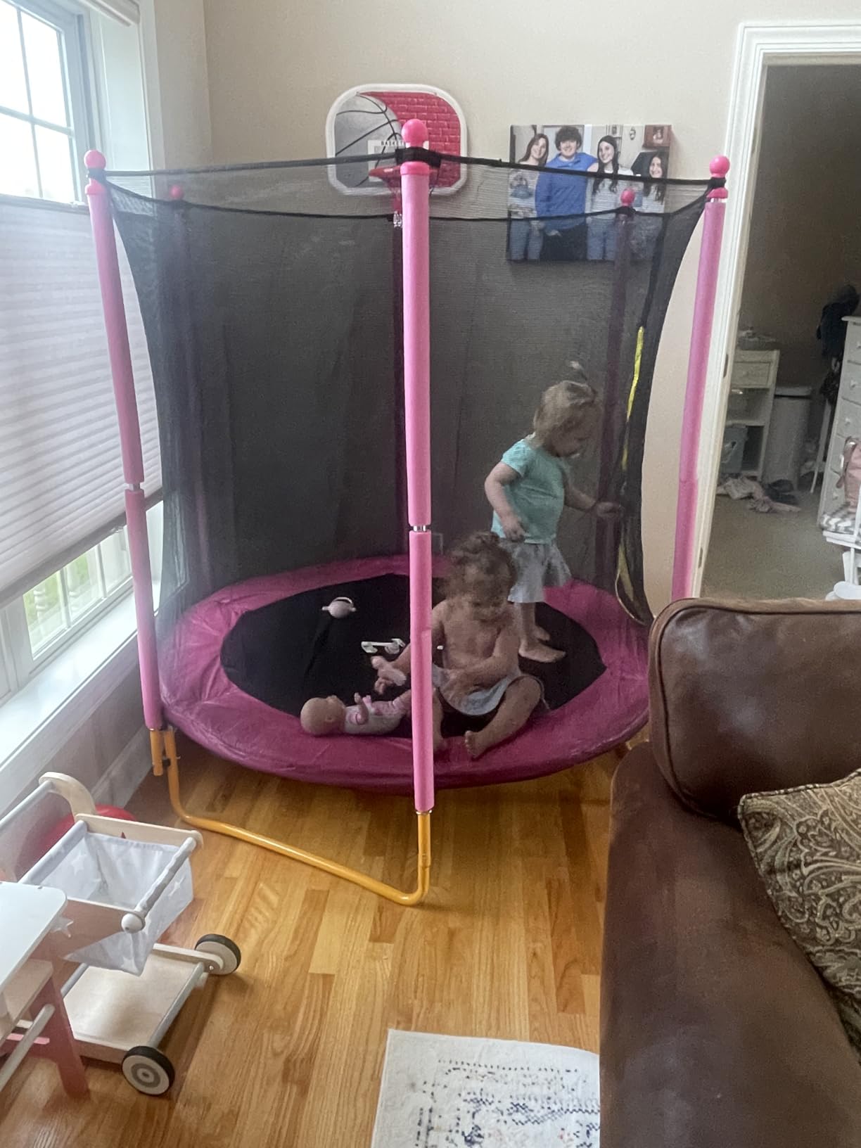 Merax 66'' Trampoline for Kids with Basketball Hoop, Rubber Ball and Enclosure Net customer photo 1