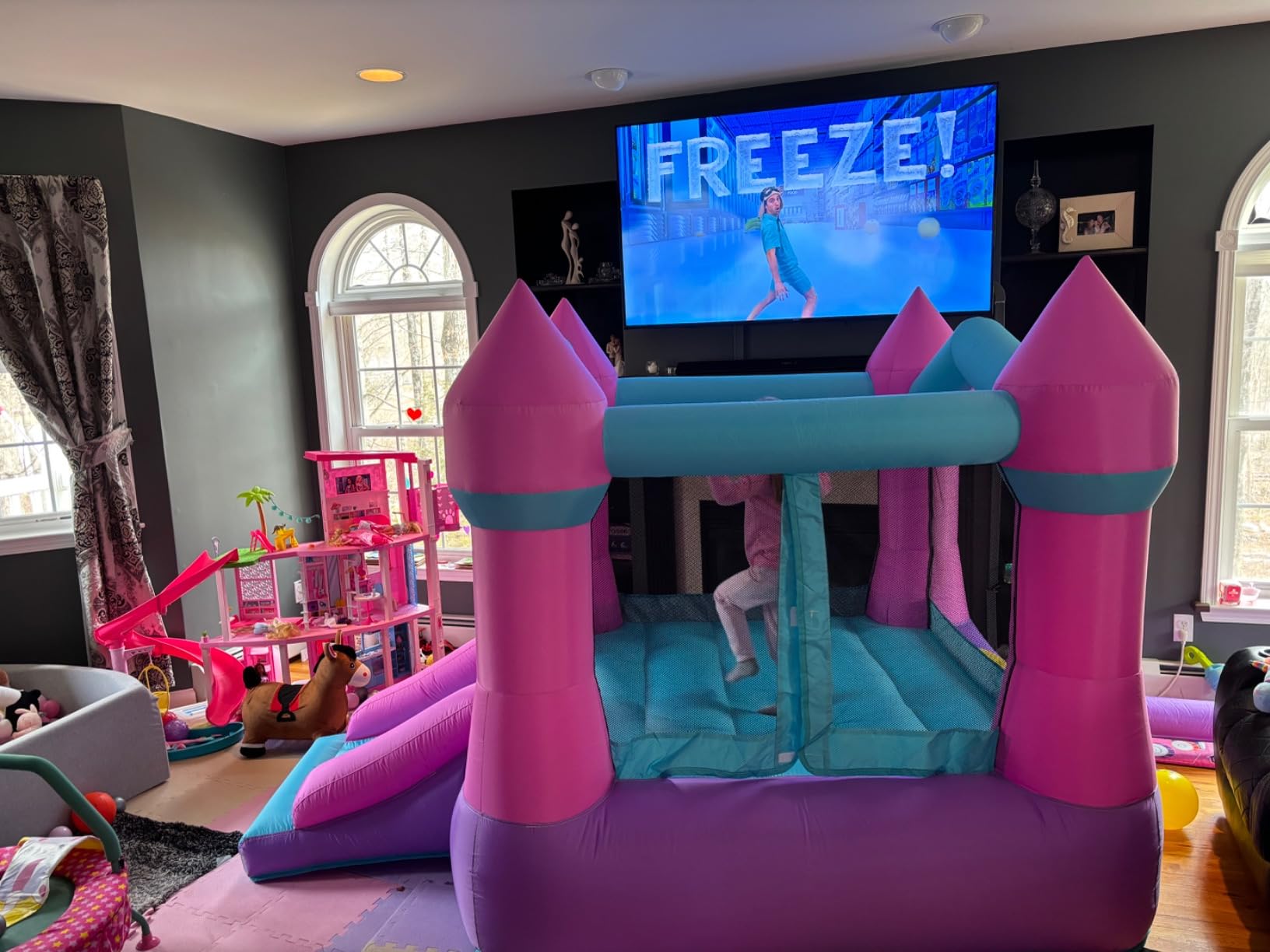 AirMyFun Toddler Bounce House with Blower for Kids 3-8, Inflatable Bouncy Jumping Castle with Slide, Indoor/Outdoor Jump Bouncer House, 82011A customer photo 2