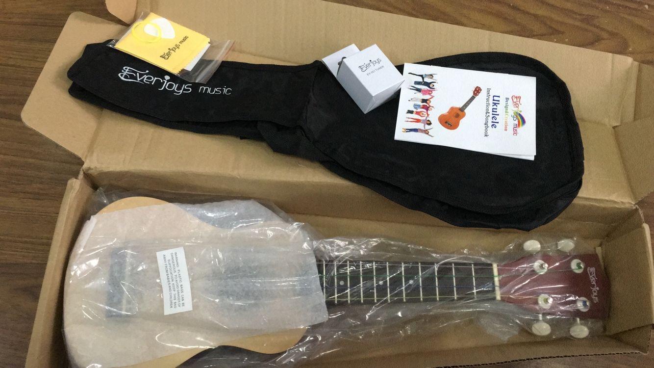 Everjoys Concert Ukulele 23 inch Mahogany Ukelele Beginner Kit w/Free Online Lesson Case Strap Tuner Picks, Fast to Learn customer photo 1
