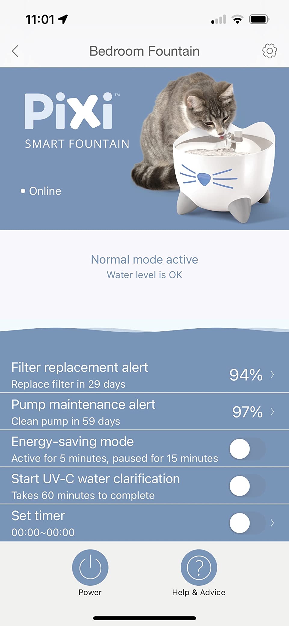 Catit PIXI Smart Water Fountain - Automatic Cat Drinking Fountain with UV-C Clarifier Light and App Support, White customer photo 2