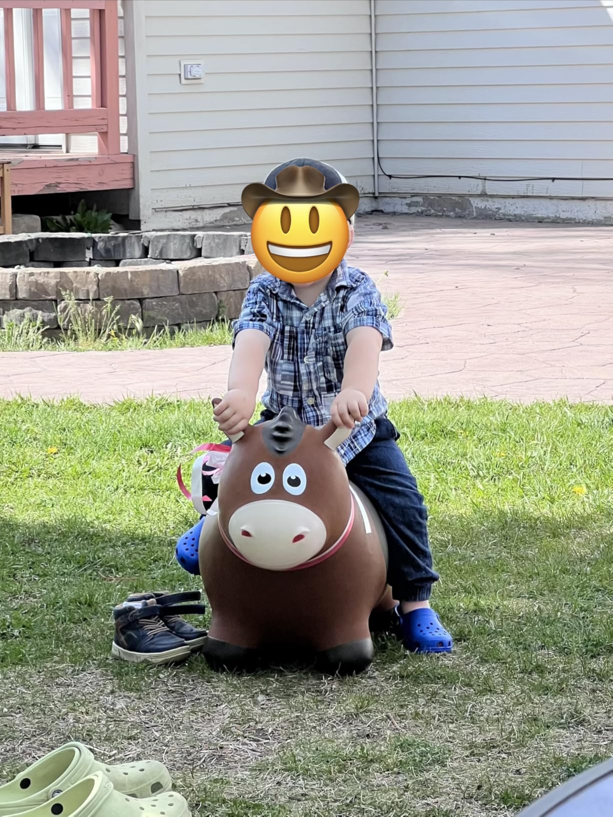 ZOOJOY Inflatable Horse Hopping Toys, Bouncy Animal Hopper Toys for Toddlers, Outdoor Indoor Bounce and Ride On Horse Bouncer for Boys Girls, Birthday Gifts for 18 Months 2 3 4 5 6 Year Old with Pump customer photo 1