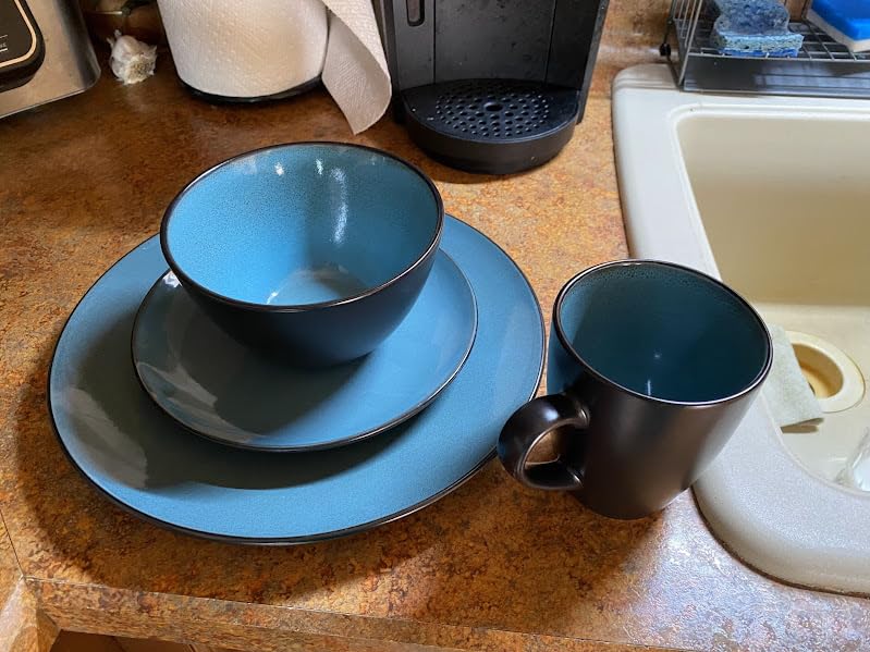 Gibson Elite Soho Lounge 16-Piece Round Reactive Glaze Stoneware Dinnerware Set, Service for 4 - Taupe Plates and Bowls customer photo 1