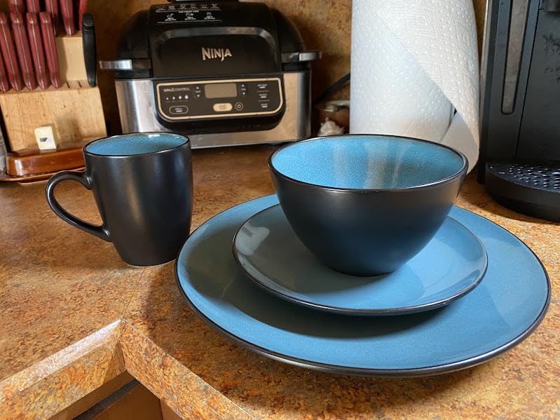 Gibson Elite Soho Lounge 16-Piece Round Reactive Glaze Stoneware Dinnerware Set, Service for 4 - Taupe Plates and Bowls customer photo 2