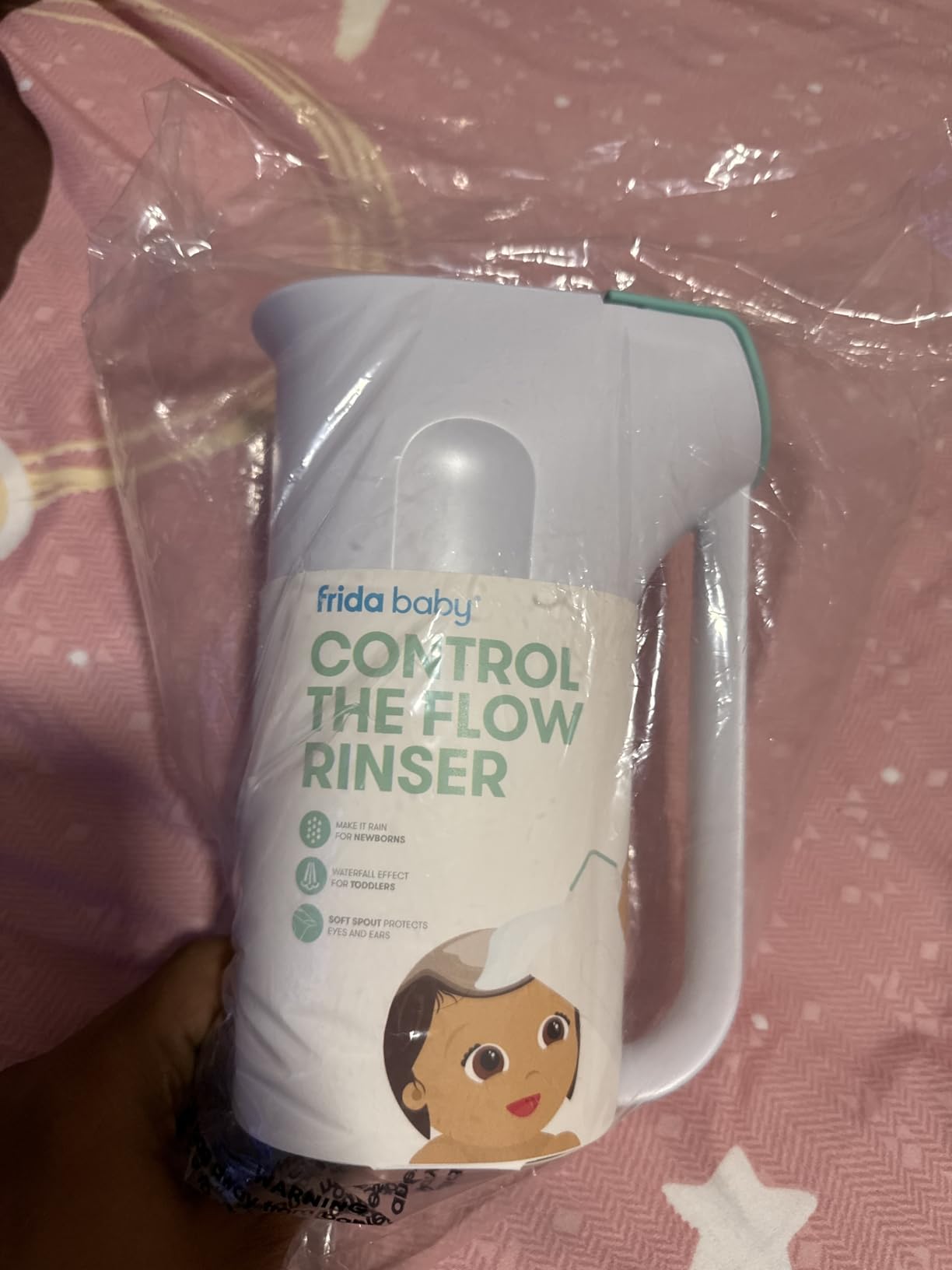 Frida Baby Control The Flow Bath Rinse Cup, Tear Free Rinser to Wash Hair and Body with Easy Grip Handle and Removable Rain Shower, Made in USA customer photo 1
