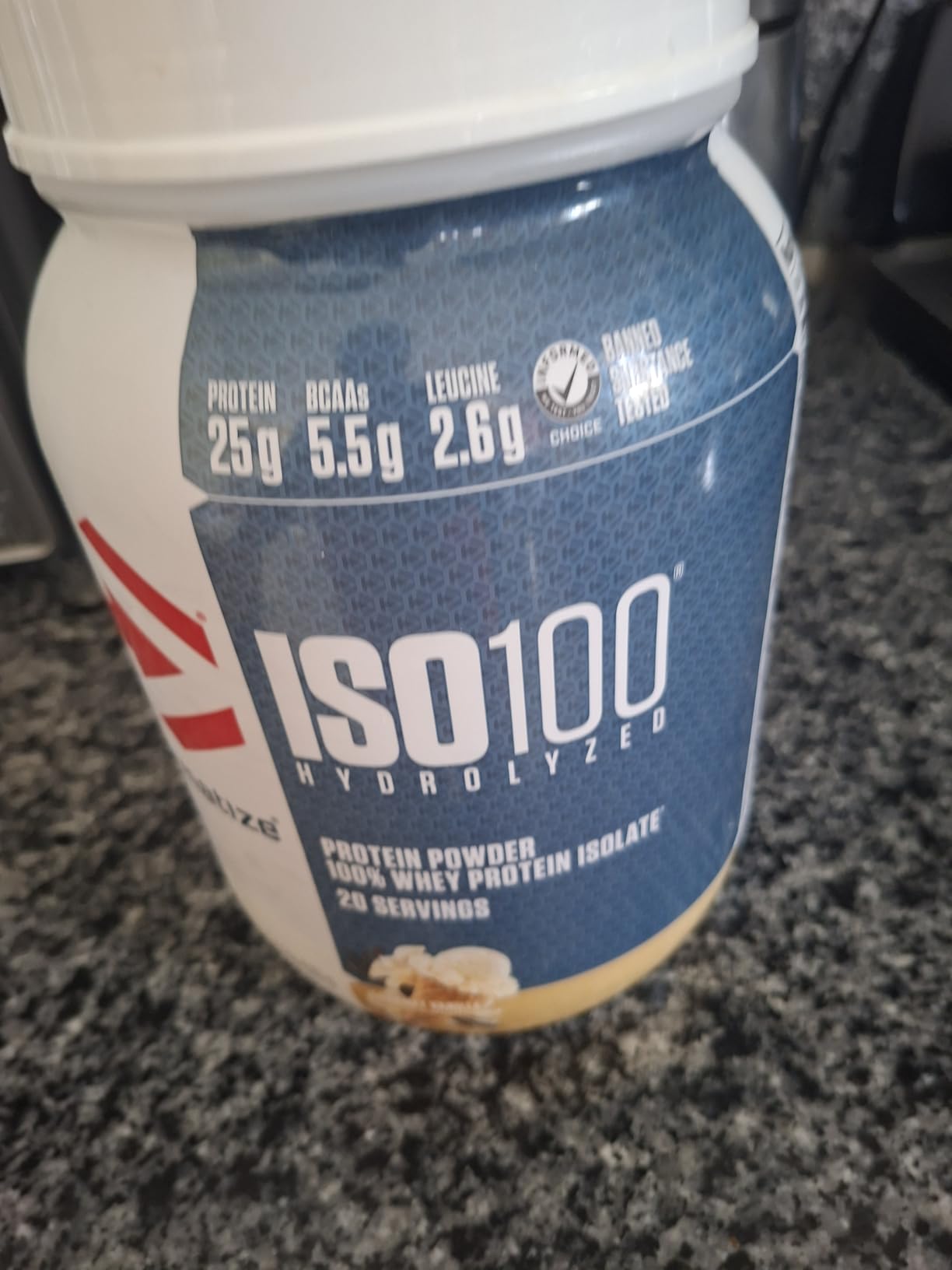 Dymatize ISO100 Whey Protein Powder Isolate, Gourmet Vanilla, 25g of Protein, 5.5g BCAAs, Gluten Free, 20 Servings customer photo 2