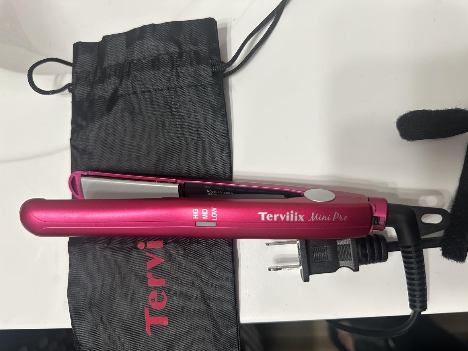 Terviiix Mini Flat Iron for Short Hair Temperature Adjustable, 1/2 Inch Mini Small Portable Ceramic Travel Hair Straightener for Men, Black customer photo 1