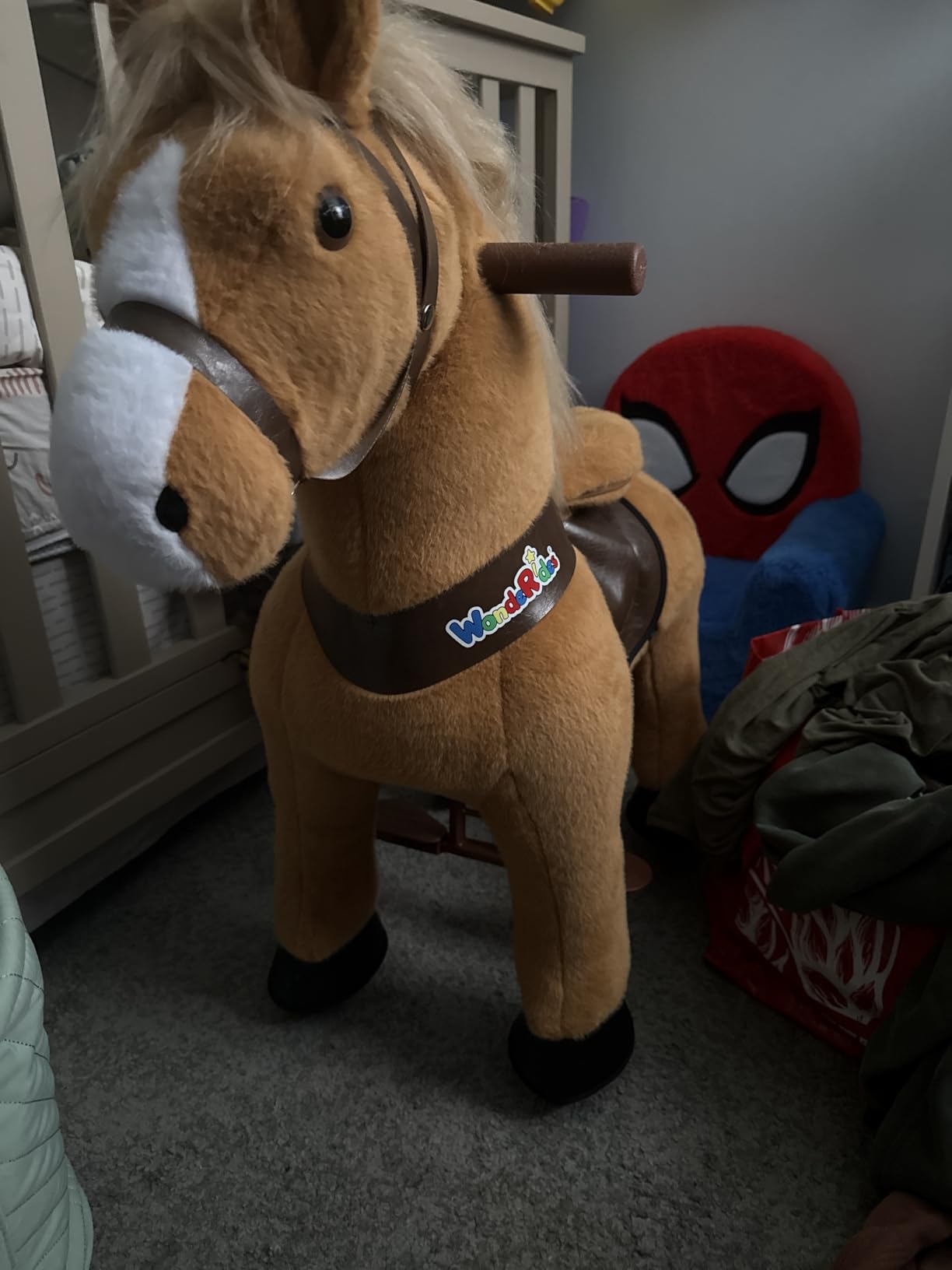 WondeRides Ride on Horse Riding Horse Pony Cycle Toy, 30.1 Inch Height Riding Pony Ride Plush Rocking Mechanical Walking Animal with Wheels No Battery Size 3 for Kids 3 to 5 Years M345 customer photo 1