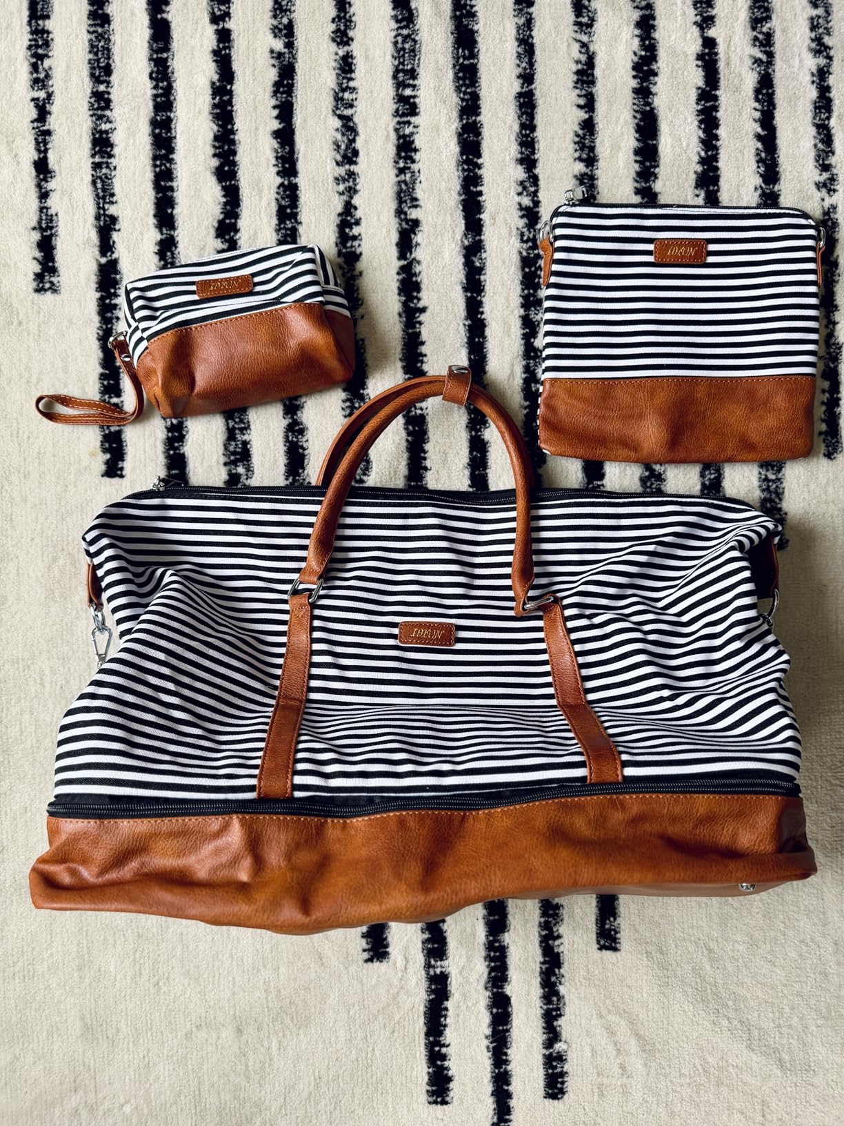 IBFUN Weekender Bags for Women, 21 inch Weekender Travel Bag, Travel Duffle Bag with Shoe Compartment Carry on Overnight Duffel Bag for Weekend Travel Business Trip, 3PCS customer photo 2