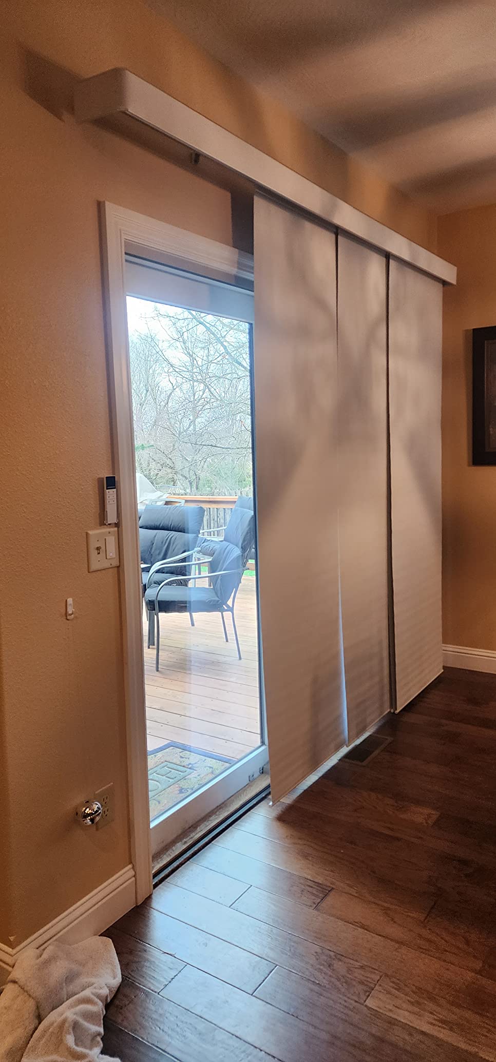 Yoolax Custom XL Smart Vertical Blinds, Motorized Sliding Door Blinds Compatible with Alexa, Blackout Sliding Panel for Room Divider, Indoor Windows, Patio Doors, Foggy Grey customer photo 1