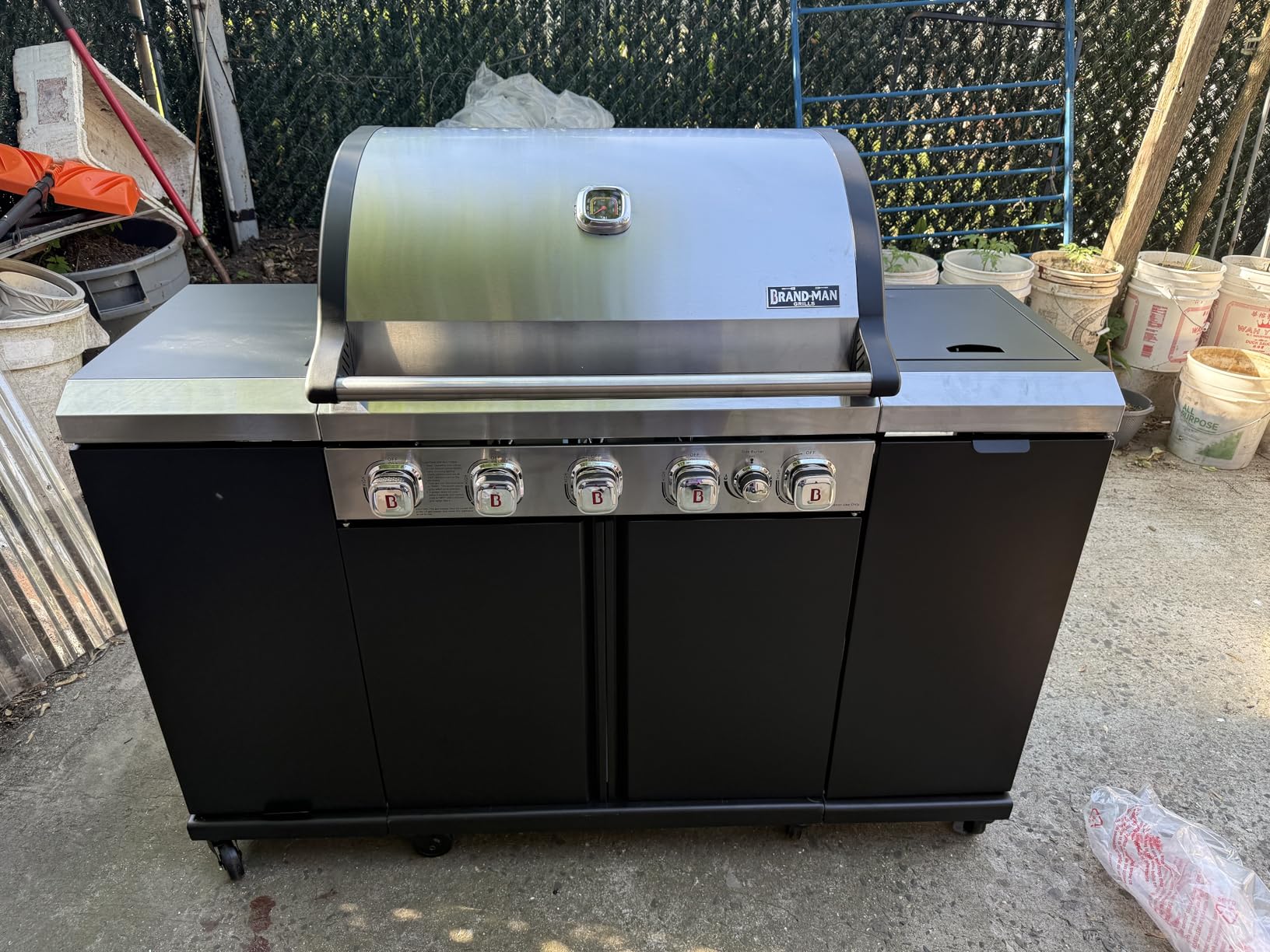 Brand-Man 6-Burner Gas Outdoor Kitchen Grill Island with Side Burner - 72,000 BTU Stainless Steel BBQ Grill Station with Storage Cabinets, Fold-out Prep Table, LPG/NG Convertible, Gray customer photo 1