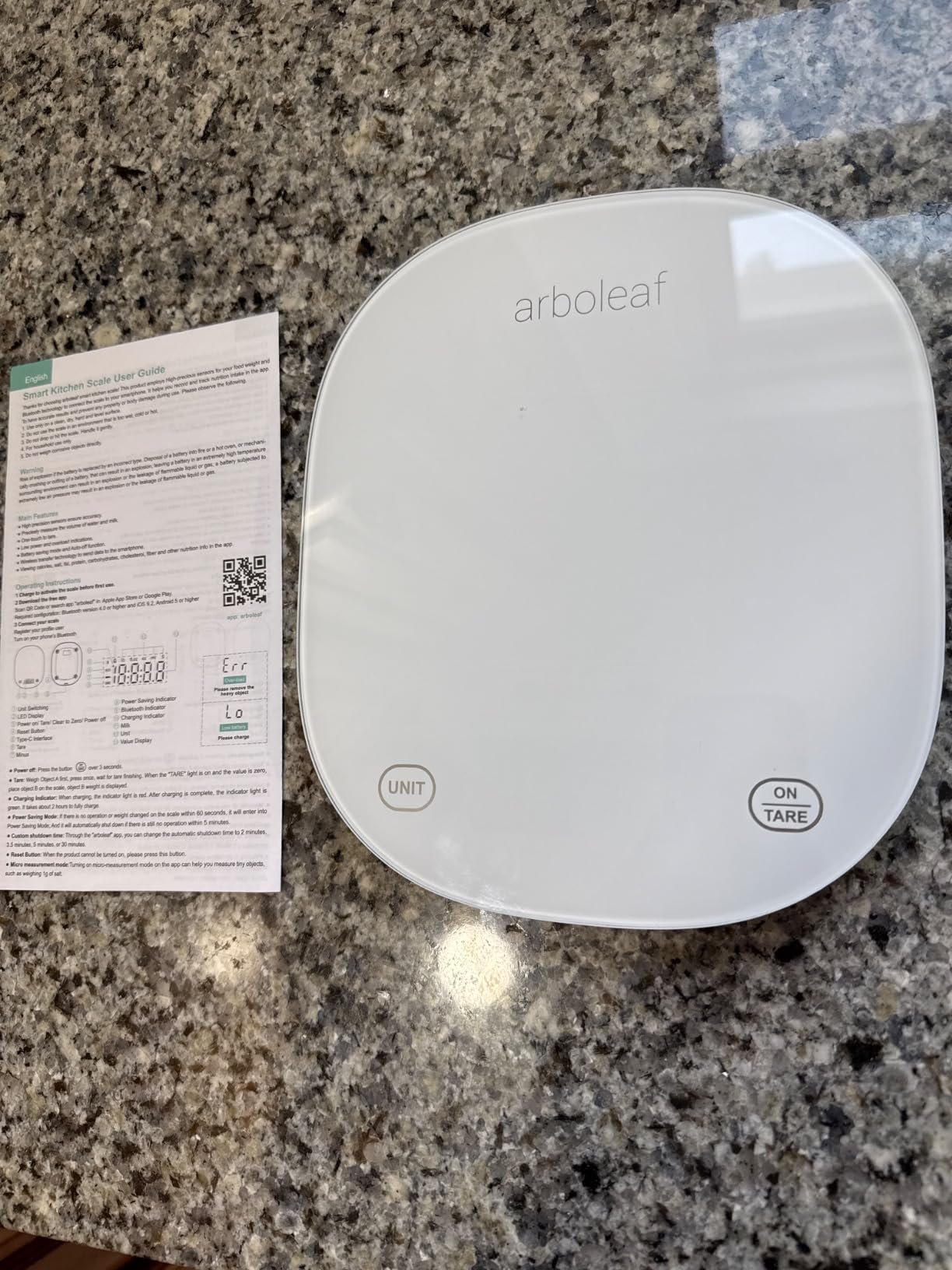 Arboleaf Smart Food Kitchen Scale, 22lb Digital Food Scale with Nutritional Calculator, USB Rechargeable, Smart Weighing with App for Macro, Keto, Calorie, Cooking, Grams and Ounces, 0.1oz/0.5g, White customer photo 1