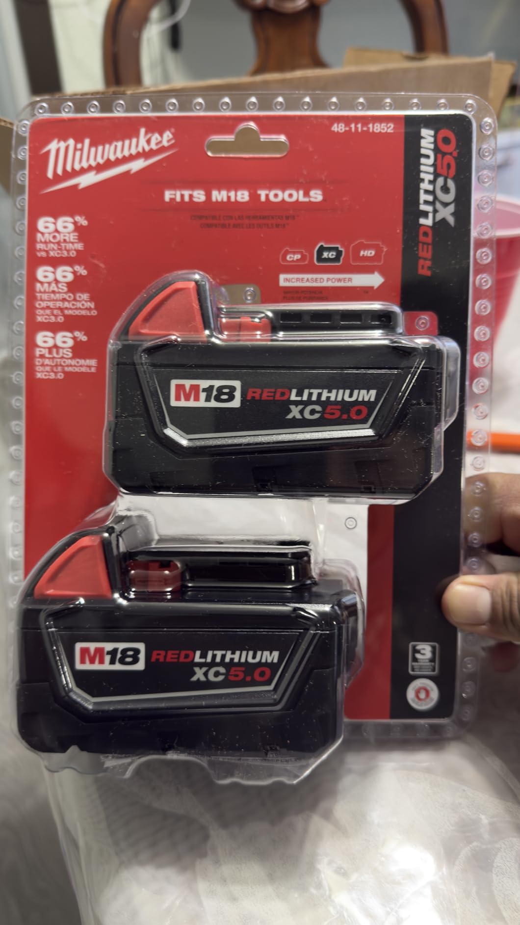 Milwaukee M18 REDLITHIUM XC 5.0Ah Extended Capacity Battery Pack (2 Pack) customer photo 2