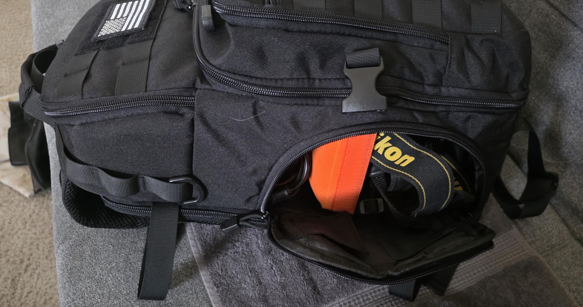 MOSISO Camera Backpack, DSLR/SLR/Mirrorless Tactical Camera Bag Case with Laptop Compartment Compatible with Canon/Nikon/Sony, Black customer photo 2