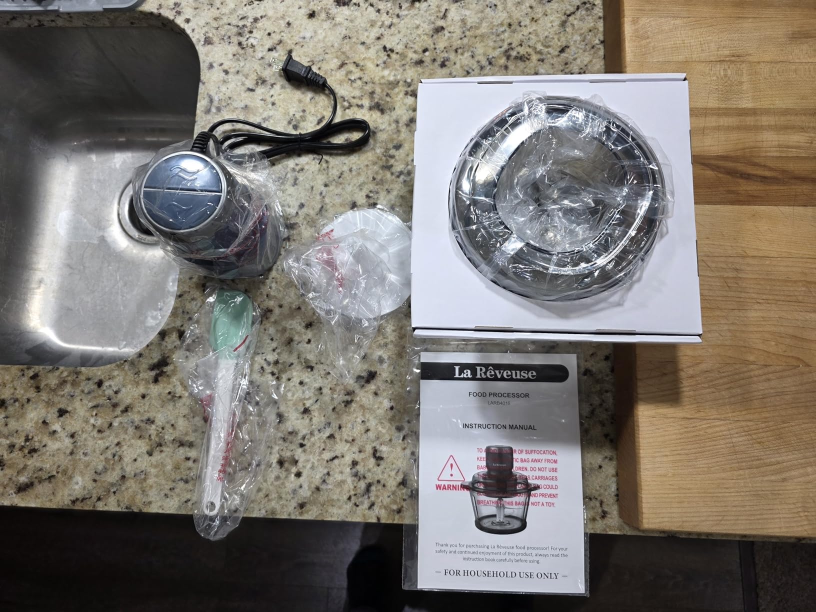 La Reveuse Food Processor, Electric Food Chopper with 7-Cup (1.7L) Glass Bowl, 4 Bi-Level Blades for Chopping, Grinding, Mincing, Whisking, Meal Prep, 300W, Blue customer photo 2