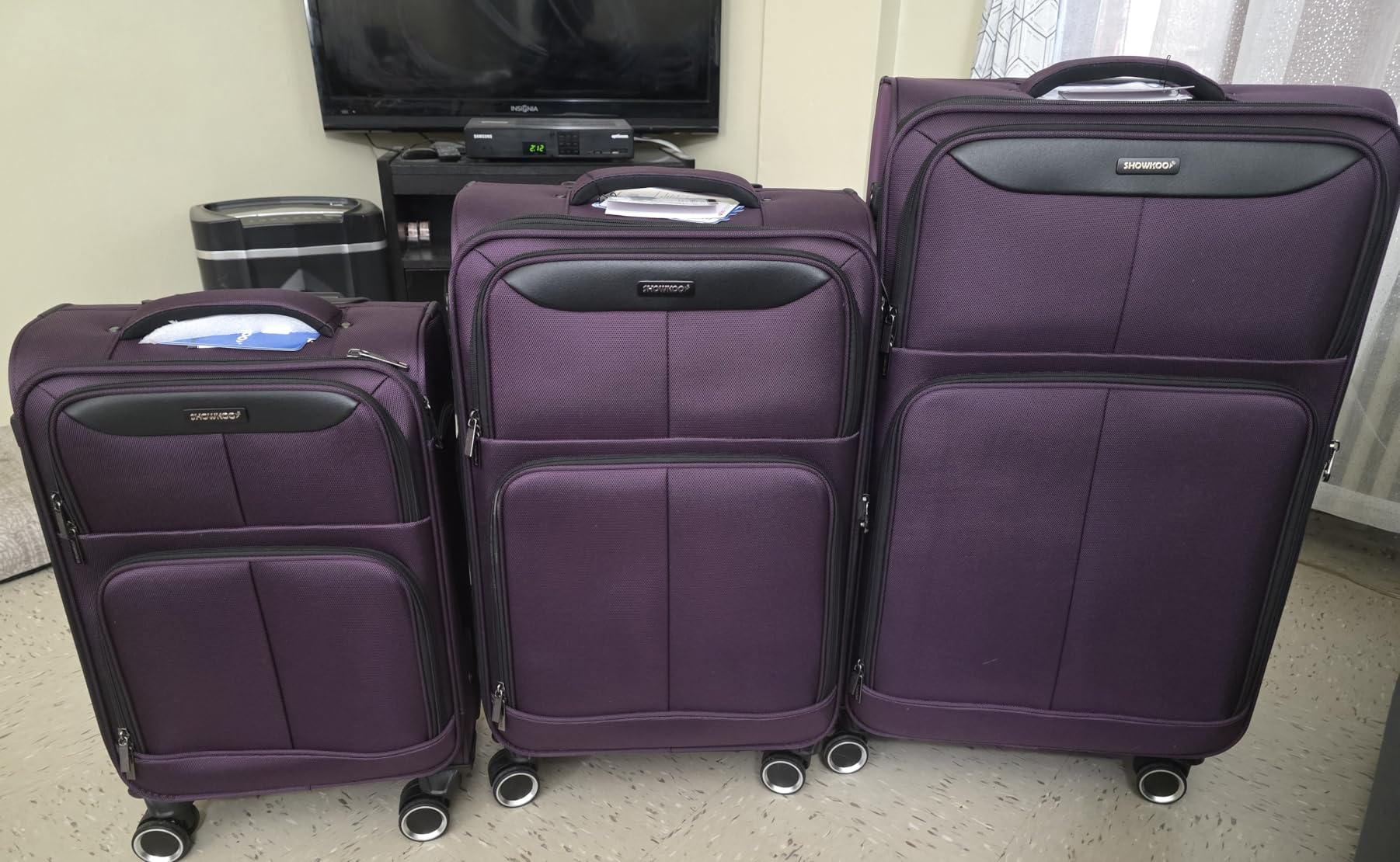 Luggage Sets 3 Piece Softside Expandable Lightweight Durable Suitcase Sets Double Spinner Wheels TSA Lock Light Coffee (20in/24in/28in) customer photo 1