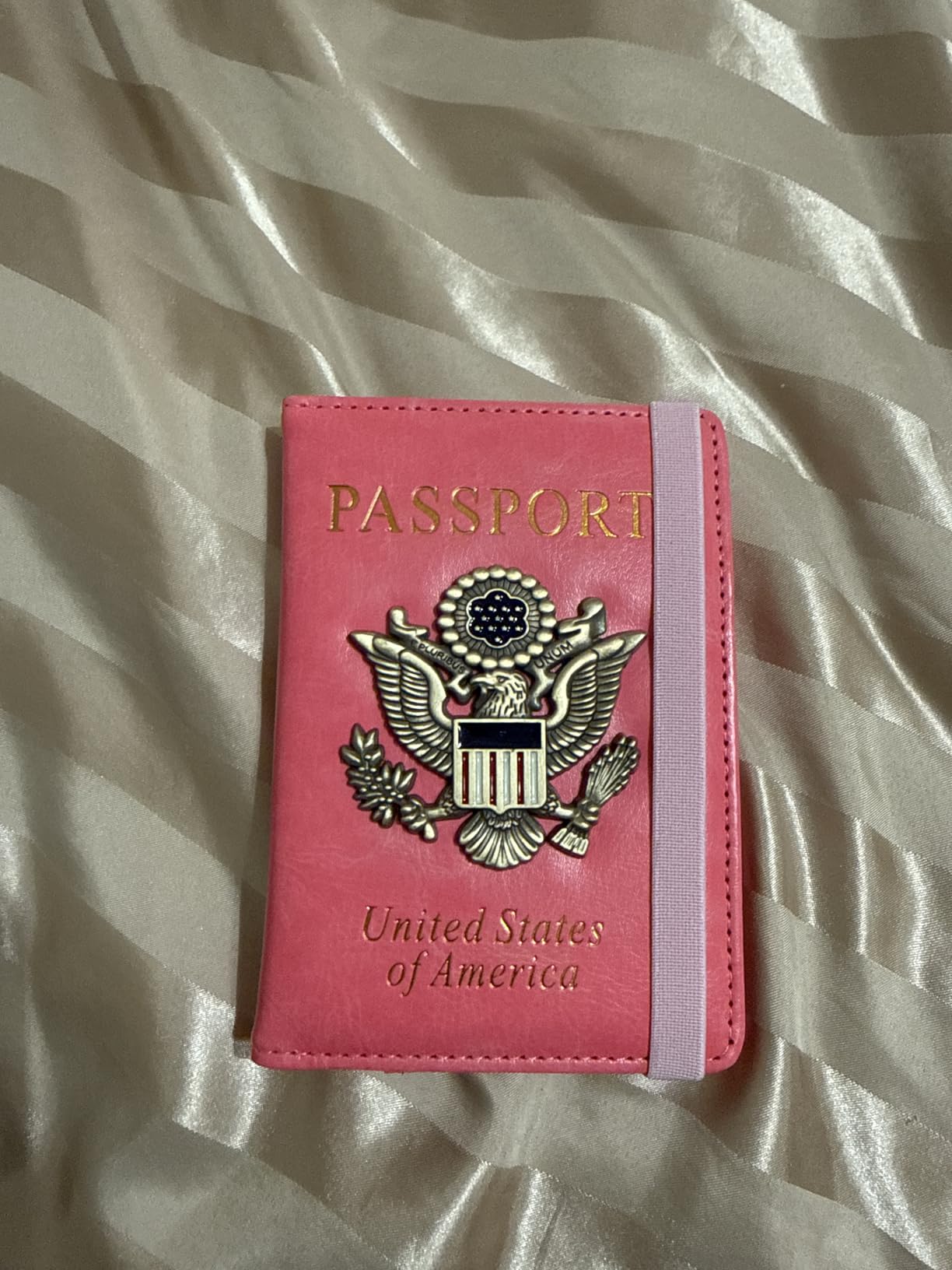 RFID Blocking Passport Holder for Women Men, Leather Passport Travel Wallet with 3D Metal Badge, Travel Document Holder Cover Accessories (Dark Blue) customer photo 1