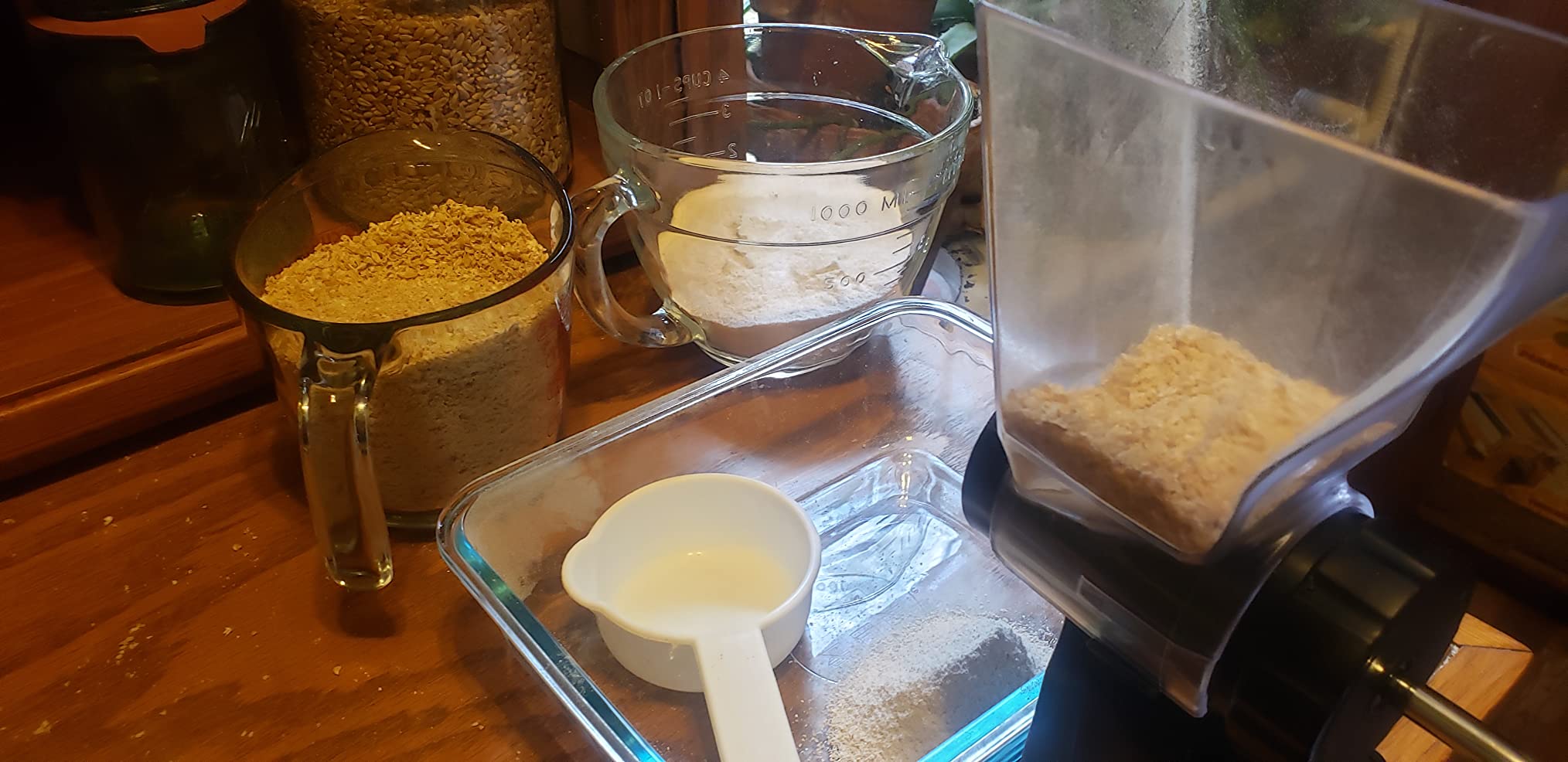Hand Crank Grain Mill Wheat Flour Grinder - Stainless Steel Metal Burrs by Kitchen Crop customer photo 1