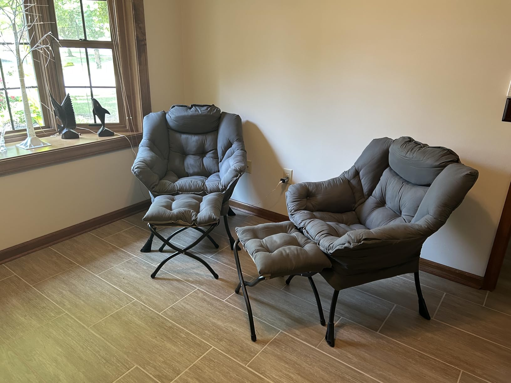 Tiita Lazy Chair with Ottoman, Comfy Reading Accent Chair, Dark Grey customer photo 1