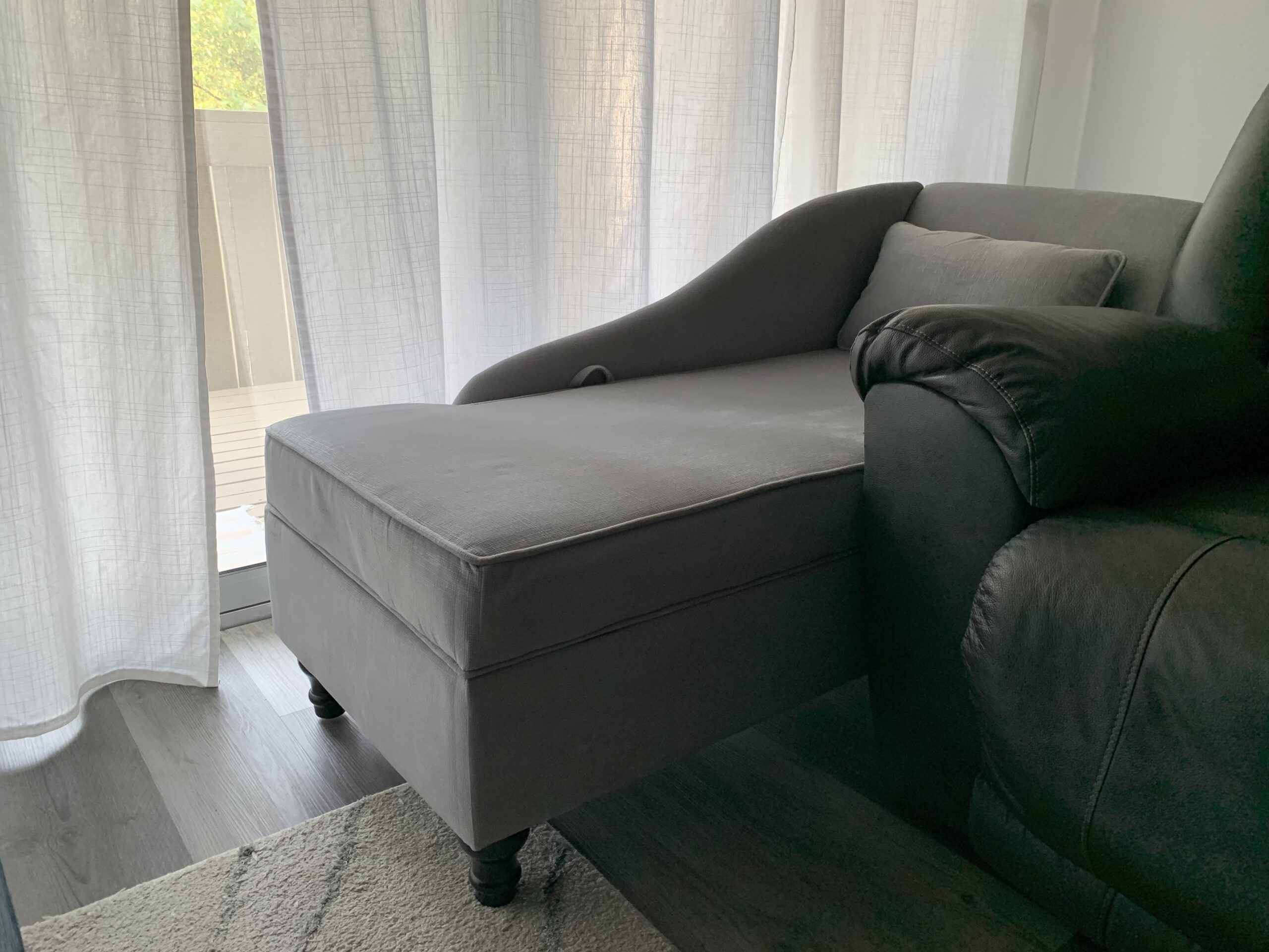 Storage Chaise Lounge Indoor, Linen Upholstered Chaise Lounge Chair with Storage for Bedroom Living Room Office Beige Fabric (Left Armrest) customer photo 2