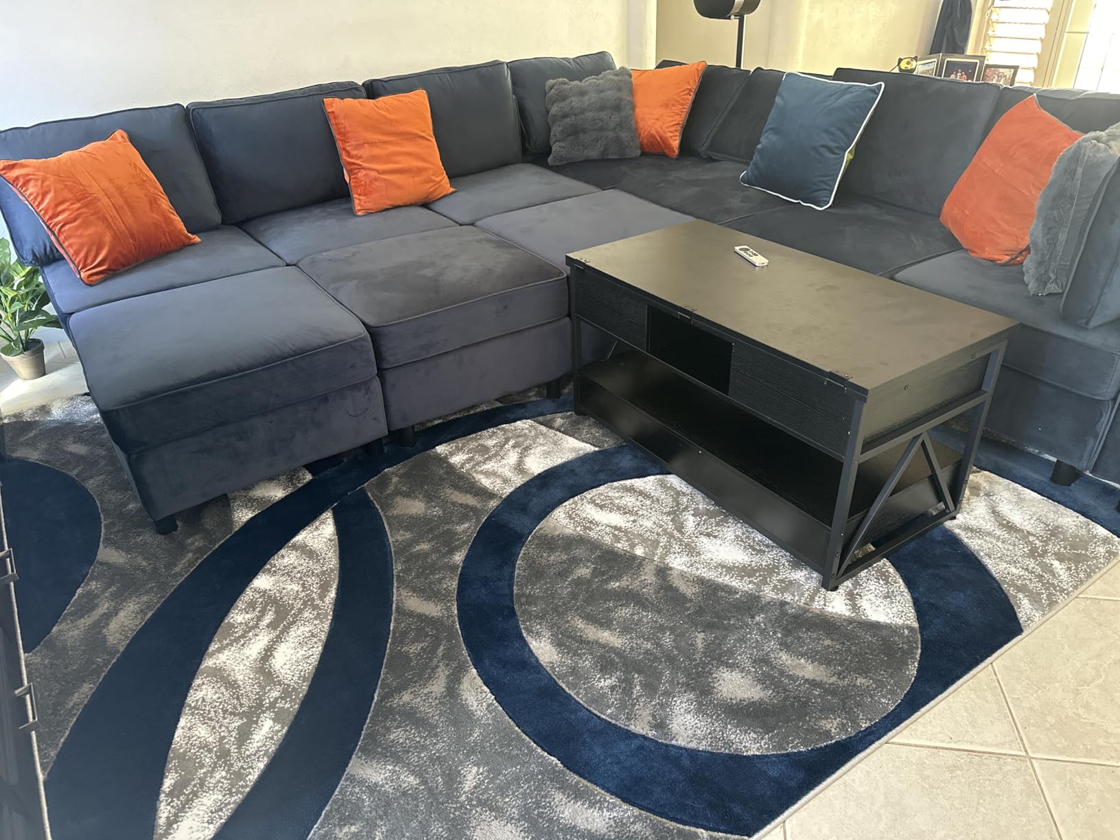 Belffin Modular Velvet Sectional Sofa with Chaise Lounge Sectional Sleeper Sofa with Storage Chaise Bed Couch for Living Room Grey customer photo 2