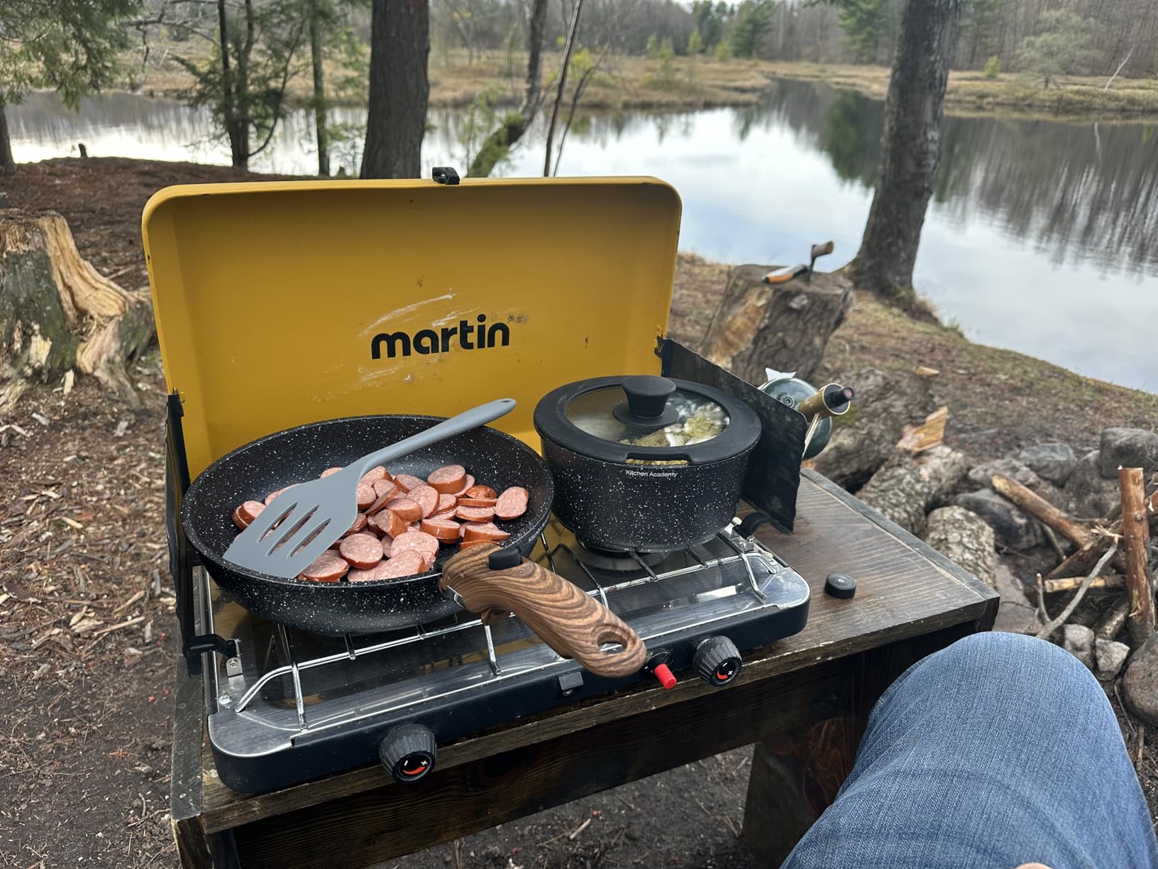 Kitchen Academy Removable Handle Induction Pots and Pans Set - 10 Piece Non-stick Cookware Sets, Black Granite Stackable RV Cookware for Camp customer photo 1