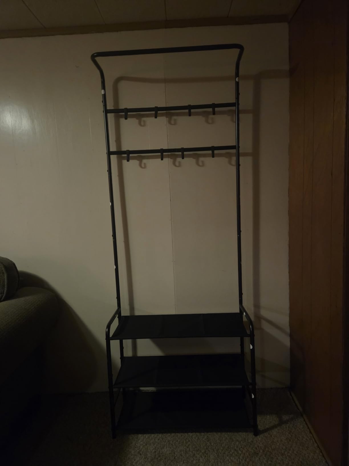 Simple Houseware Coat Rack with Storage Shelf, Freestanding Hall Tree with Hooks for Entryway, Bedroom, Office, Black Metal Clothes Hanger Stand for Coats, Hats, Jackets, Bags - Black customer photo 1