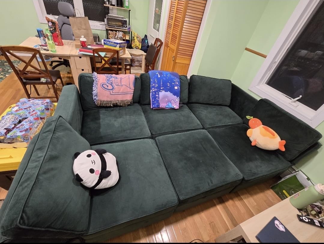 Belffin Modular Sectional Sofa with Storage Seats Velvet L Shaped Corner Couch Convertible Sectional Sofa with Chaise (Blue, L Shape-1) customer photo 1