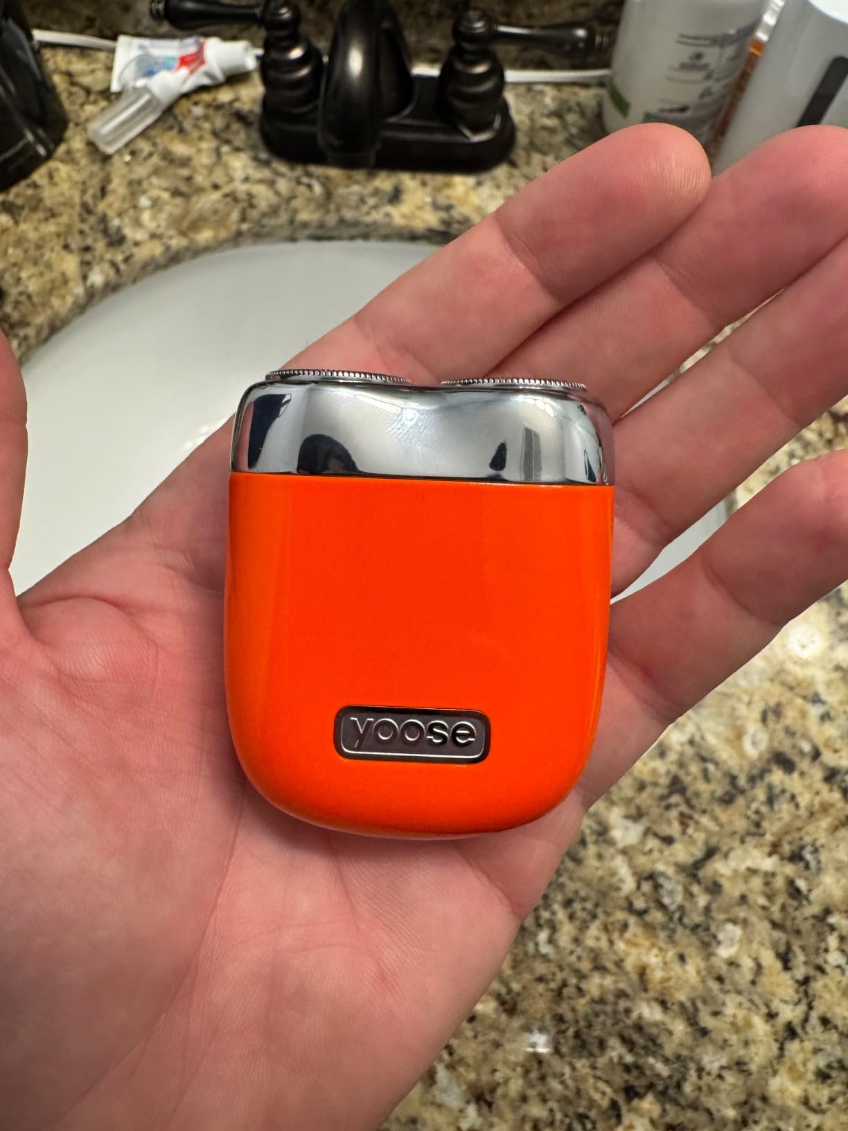 yoose Mini Shaver, Alloy Portable Electric Razor for Men, IPX7 Waterproof, Cordless Dry Shave, USB-C Rechargeable, Battery Indicator, Magnetic Detachable Head, Travel Shaver with Case, Silver customer photo 1