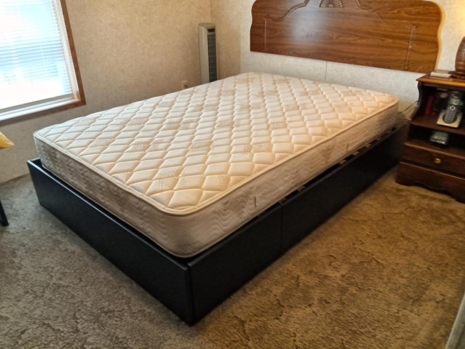 Allewie Full Size Platform Bed Frame with 3 Storage Drawers, Fabric Upholstered, Wooden Slats Support, No Box Spring Needed, Noise Free, Easy Assembly, Dark Grey customer photo 1