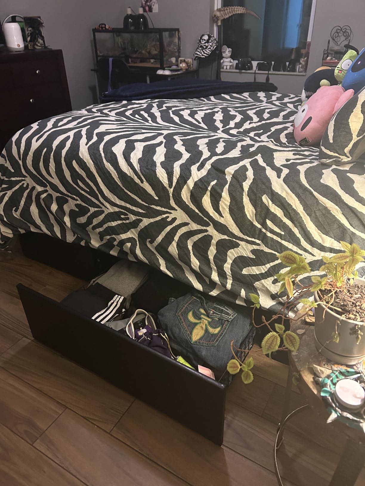 Allewie Full Size Platform Bed Frame with 3 Storage Drawers, Fabric Upholstered, Wooden Slats Support, No Box Spring Needed, Noise Free, Easy Assembly, Dark Grey customer photo 2