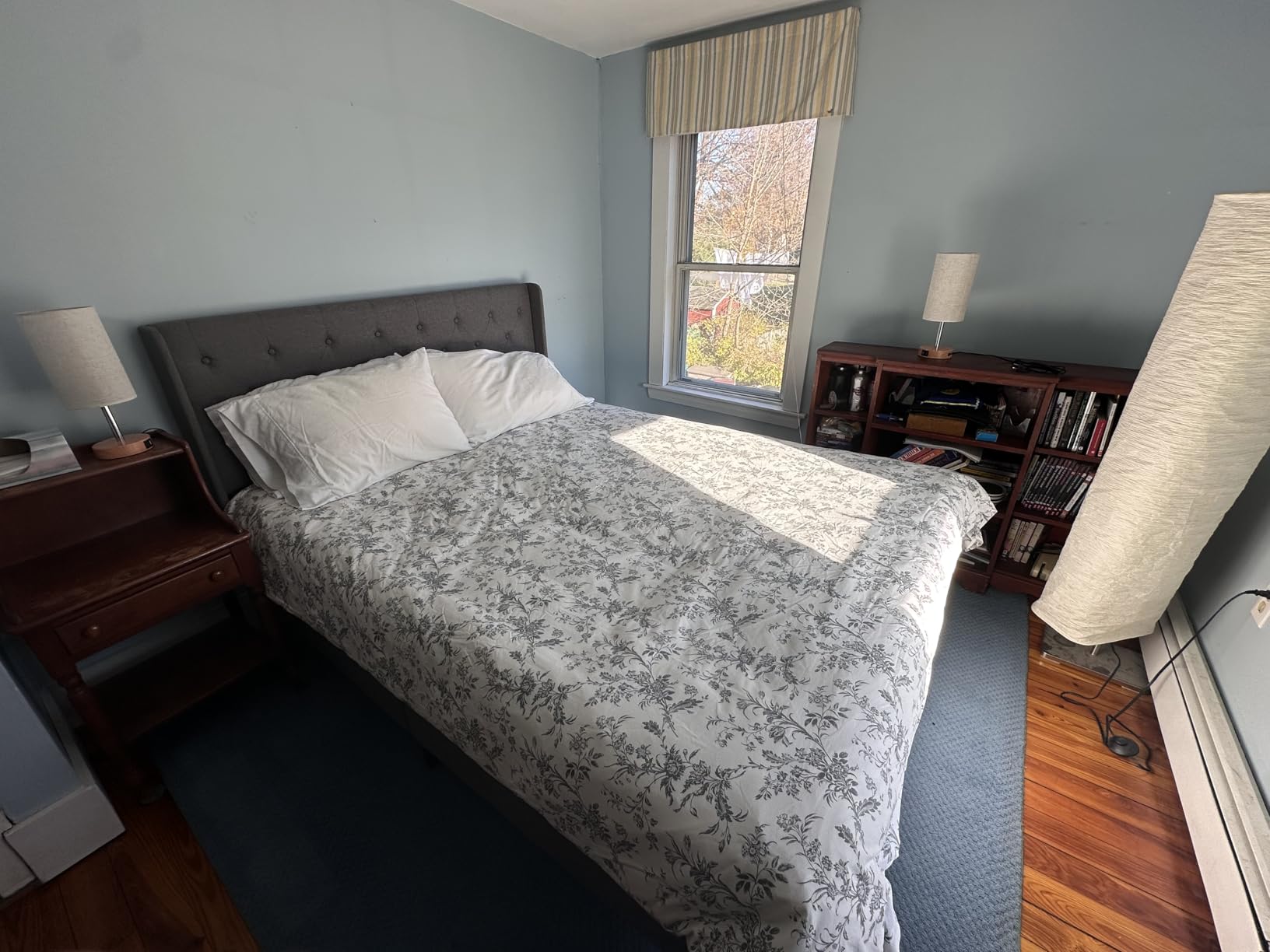 Allewie Queen Size Bed Frame with Button Tufted Wingback Headboard, Upholstered Platform Bed with Wooden Slats Support - No Box Spring Needed, Noise-Free, Easy Assembly, Dark Grey customer photo 1