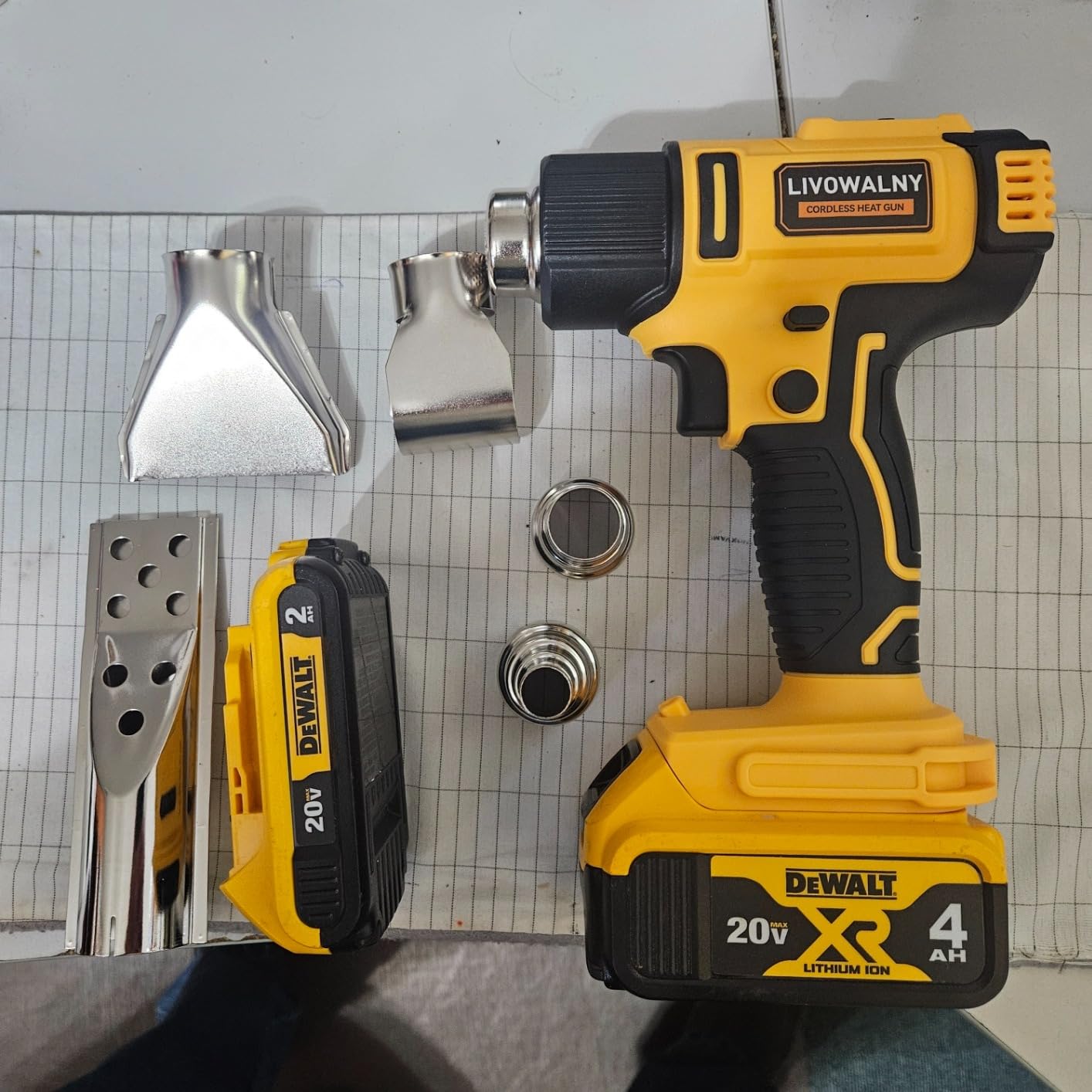 LIVOWALNY Cordless Heat Gun Compatible with Dewalt 20v Battery (Tool Only), 350W Fast Heating Soldering Hot Air Gun 122℉-1022℉ Variable Temperature Control with 5 Nozzles for DIY Craft, Shrink Tubing customer photo 1