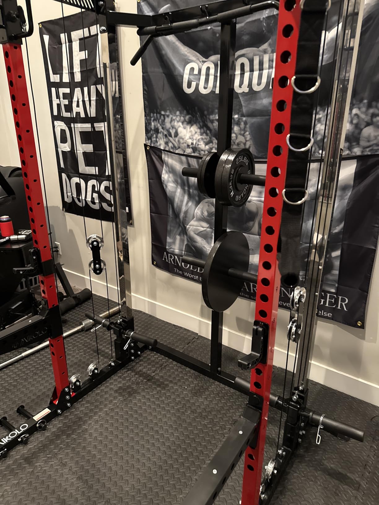 Mikolo Power Cage, 2000LB Power Rack with Independent Dual Pulley System, Multi-Function Home Gym Workout Machine for Cable Crossover (Aluminum Pulleys) customer photo 2