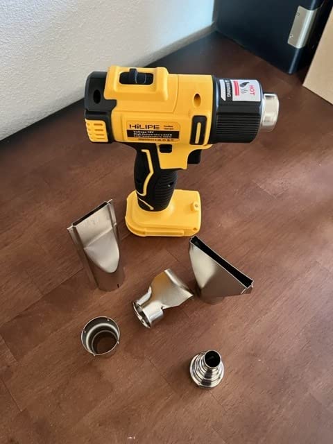 Cordless Heat Gun for DeWALT 20v Battery, Lithium Hot Air Gun, 5 Nozzle Attachments, 2-Temp Setting Max 1022°F(550°C), Heat Gun for Shrink Wrapping, Tube Bending (Tool Only, NO Battery) customer photo 2
